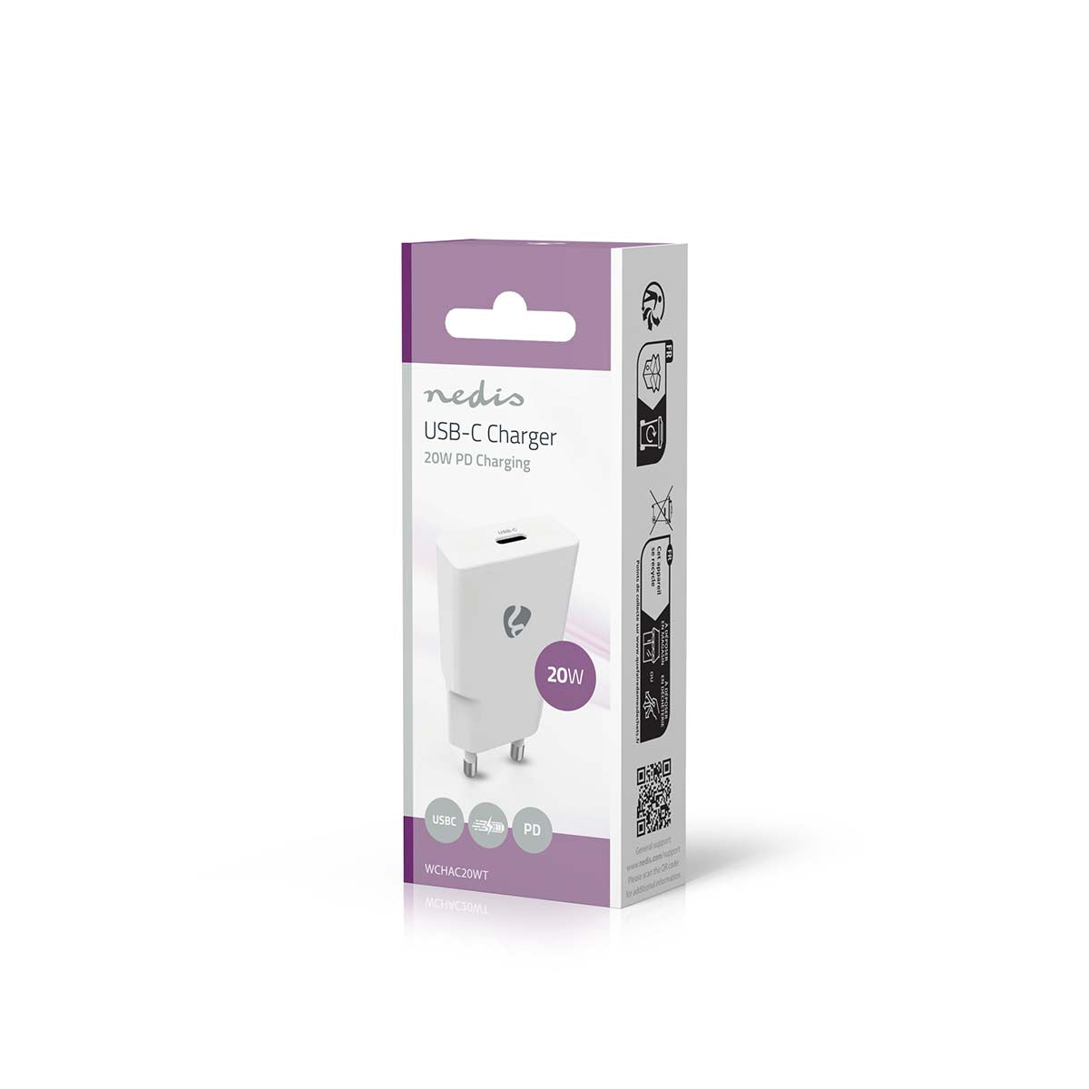 Netzladegerät | 20 W | GaN | PD3.0 | Schnellladefunktion | 1.67 A / 2.22 A / 3.0 A | Anzahl der Ausgänge: 1 | USB-C™ | Automatische Spannungswahl | Weiss