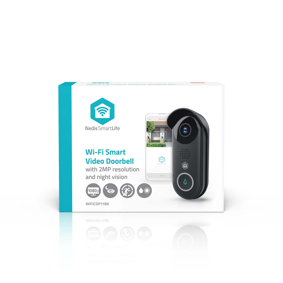 SmartLife Video-Türsprechanlage | Wi-Fi | Trafo | Full HD 1080p | Cloud Storage (optional) / microSD (not enthalten) / Onvif | IP54 | mit Bewegungssensor | Nachtsicht | Schwarz