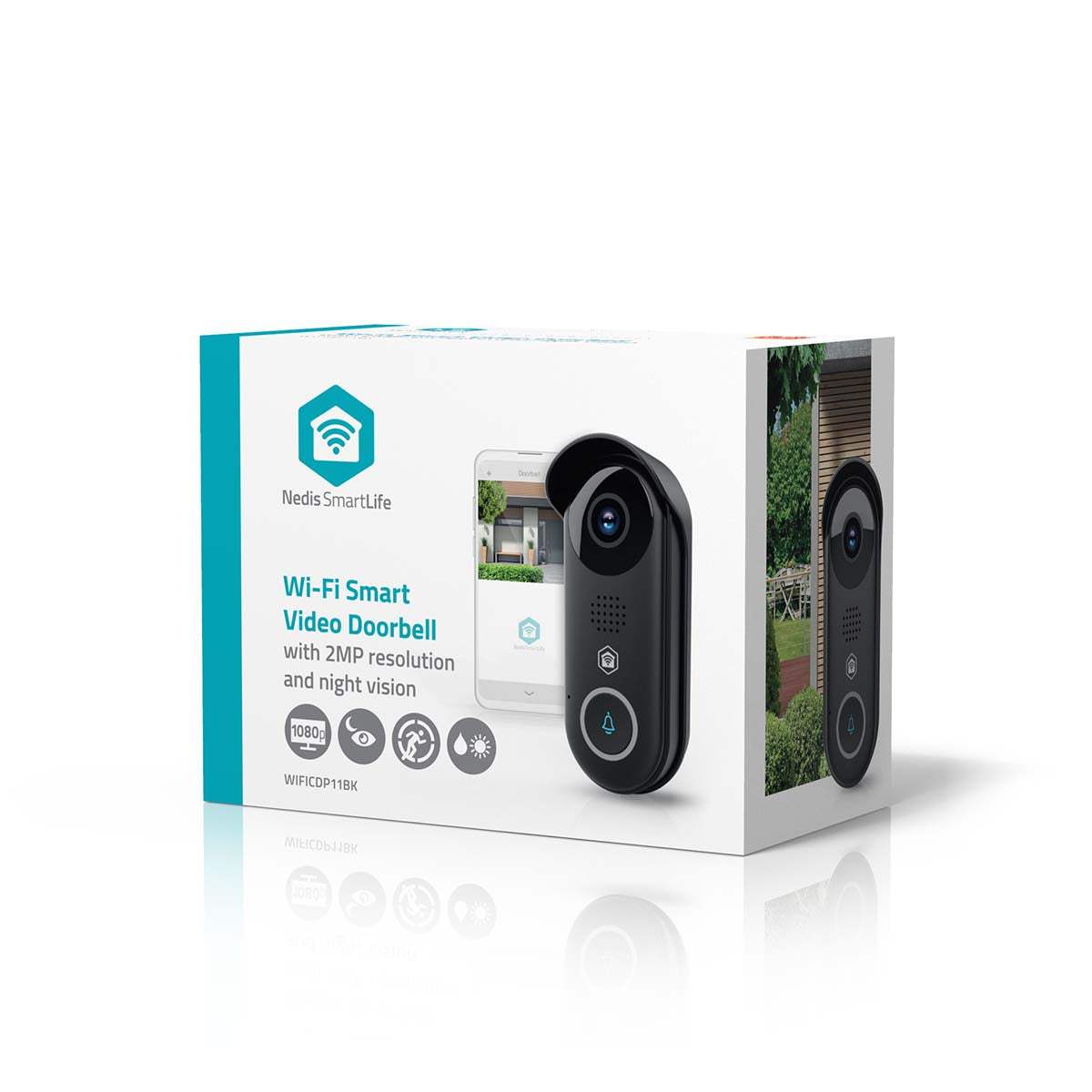 SmartLife Video-Türsprechanlage | Wi-Fi | Trafo | Full HD 1080p | Cloud Storage (optional) / microSD (not enthalten) / Onvif | IP54 | mit Bewegungssensor | Nachtsicht | Schwarz