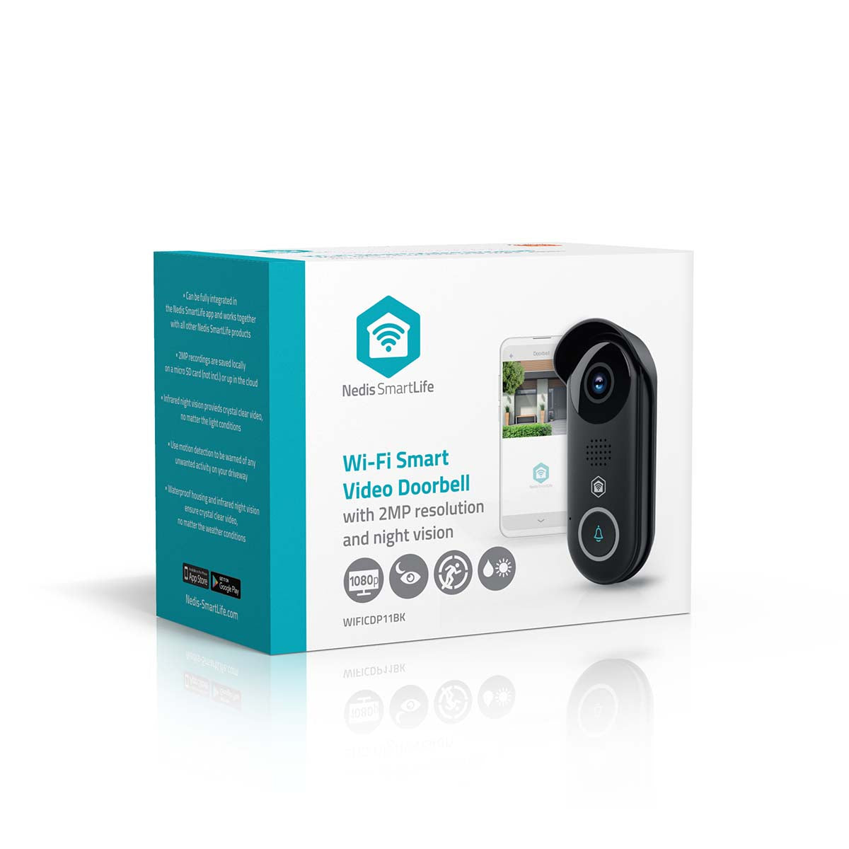 SmartLife Video-Türsprechanlage | Wi-Fi | Trafo | Full HD 1080p | Cloud Storage (optional) / microSD (not enthalten) / Onvif | IP54 | mit Bewegungssensor | Nachtsicht | Schwarz
