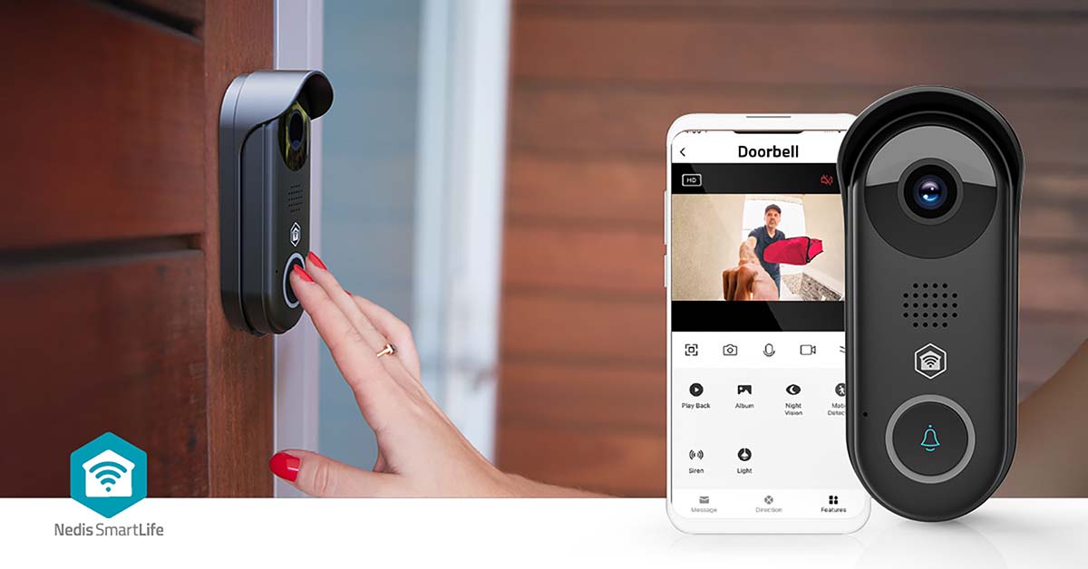 SmartLife Video-Türsprechanlage | Wi-Fi | Trafo | Full HD 1080p | Cloud Storage (optional) / microSD (not enthalten) / Onvif | IP54 | mit Bewegungssensor | Nachtsicht | Schwarz