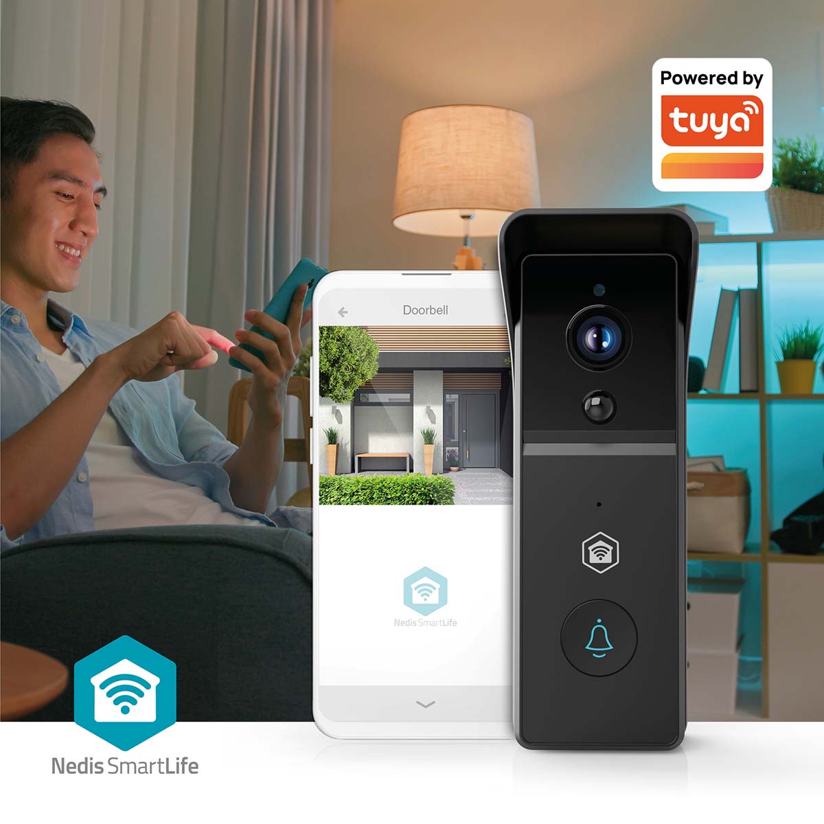 SmartLife Video-Türsprechanlage | Wi-Fi | Batteriebetrieben | 3MP Full HD 1296p | Cloud Storage (optional) / microSD (not enthalten) | IP44 | mit Bewegungssensor | Nachtsicht | Schwarz