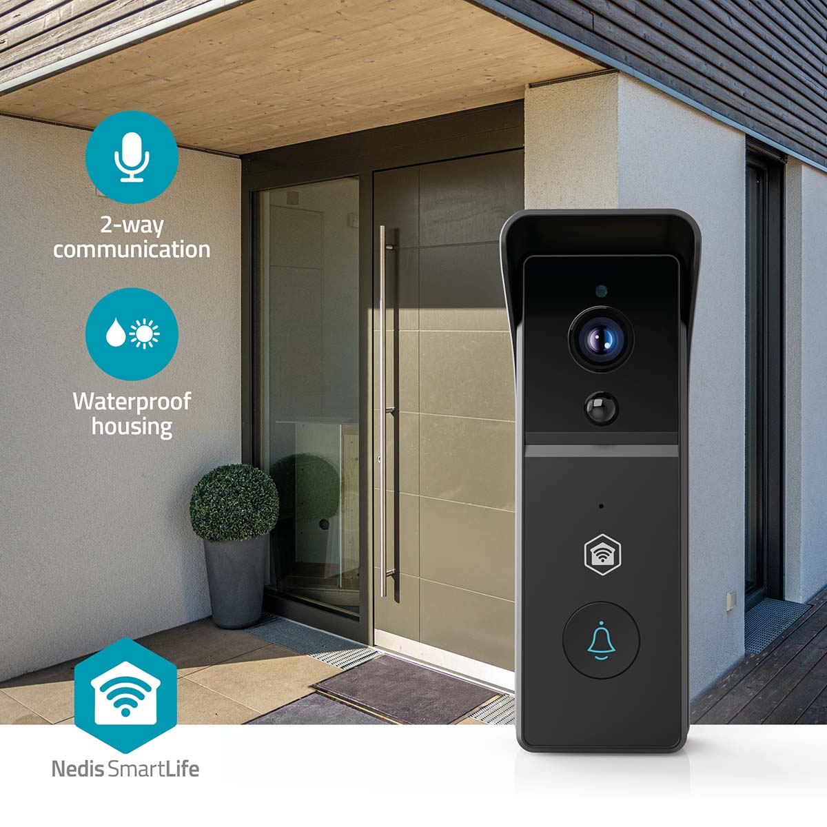 SmartLife Video-Türsprechanlage | Wi-Fi | Batteriebetrieben | 3MP Full HD 1296p | Cloud Storage (optional) / microSD (not enthalten) | IP44 | mit Bewegungssensor | Nachtsicht | Schwarz
