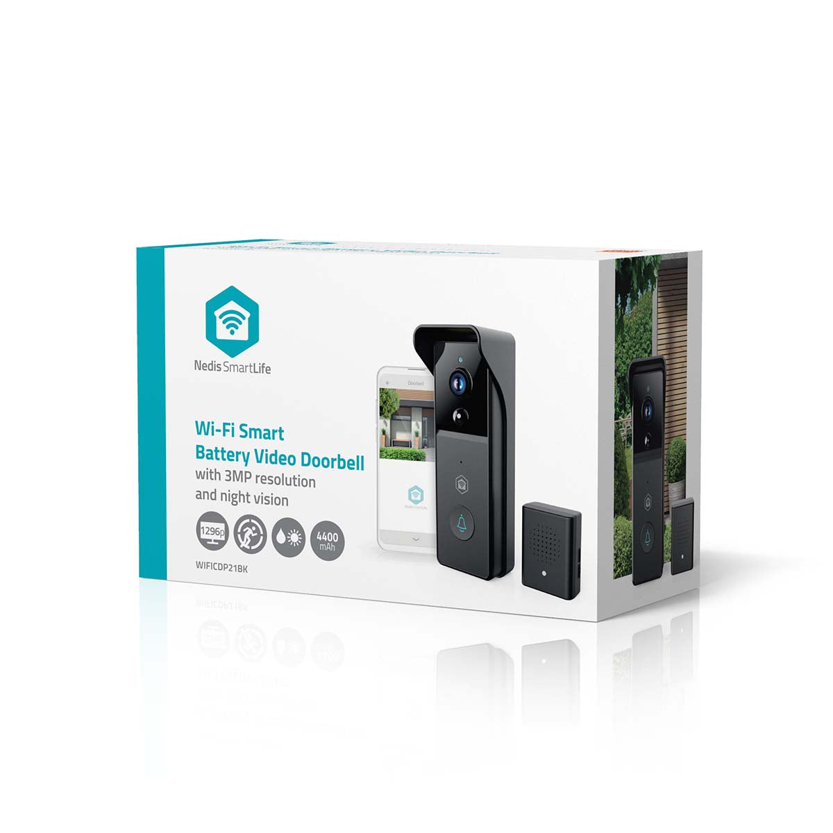 SmartLife Video-Türsprechanlage | Wi-Fi | Batteriebetrieben | 3MP Full HD 1296p | Cloud Storage (optional) / microSD (not enthalten) | IP44 | mit Bewegungssensor | Nachtsicht | Schwarz