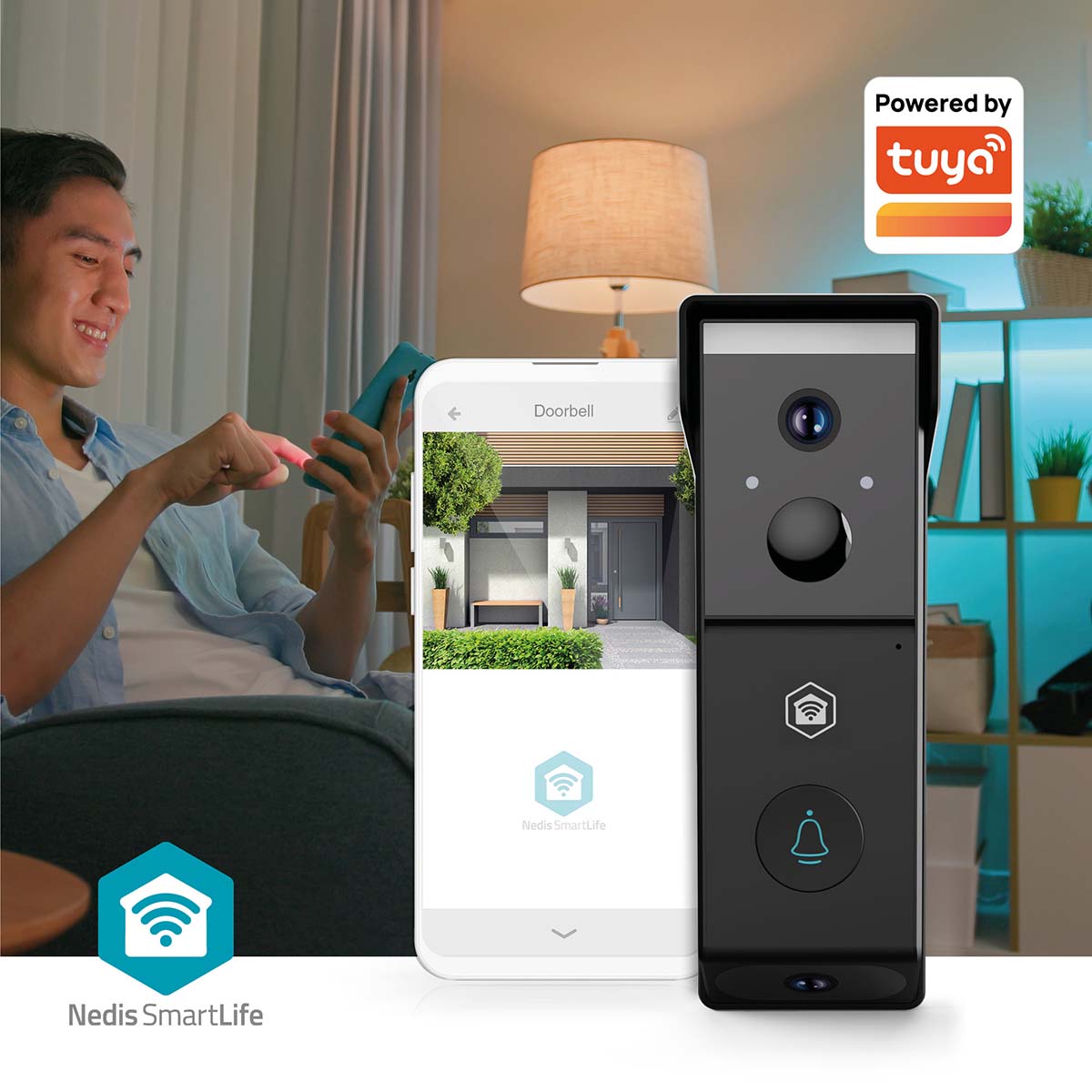 SmartLife Video-Türsprechanlage | Wi-Fi | Batteriebetrieben | Full HD 1080p | Cloud Storage (optional) / microSD (not enthalten) | IP54 | mit Bewegungssensor | Nachtsicht | Schwarz