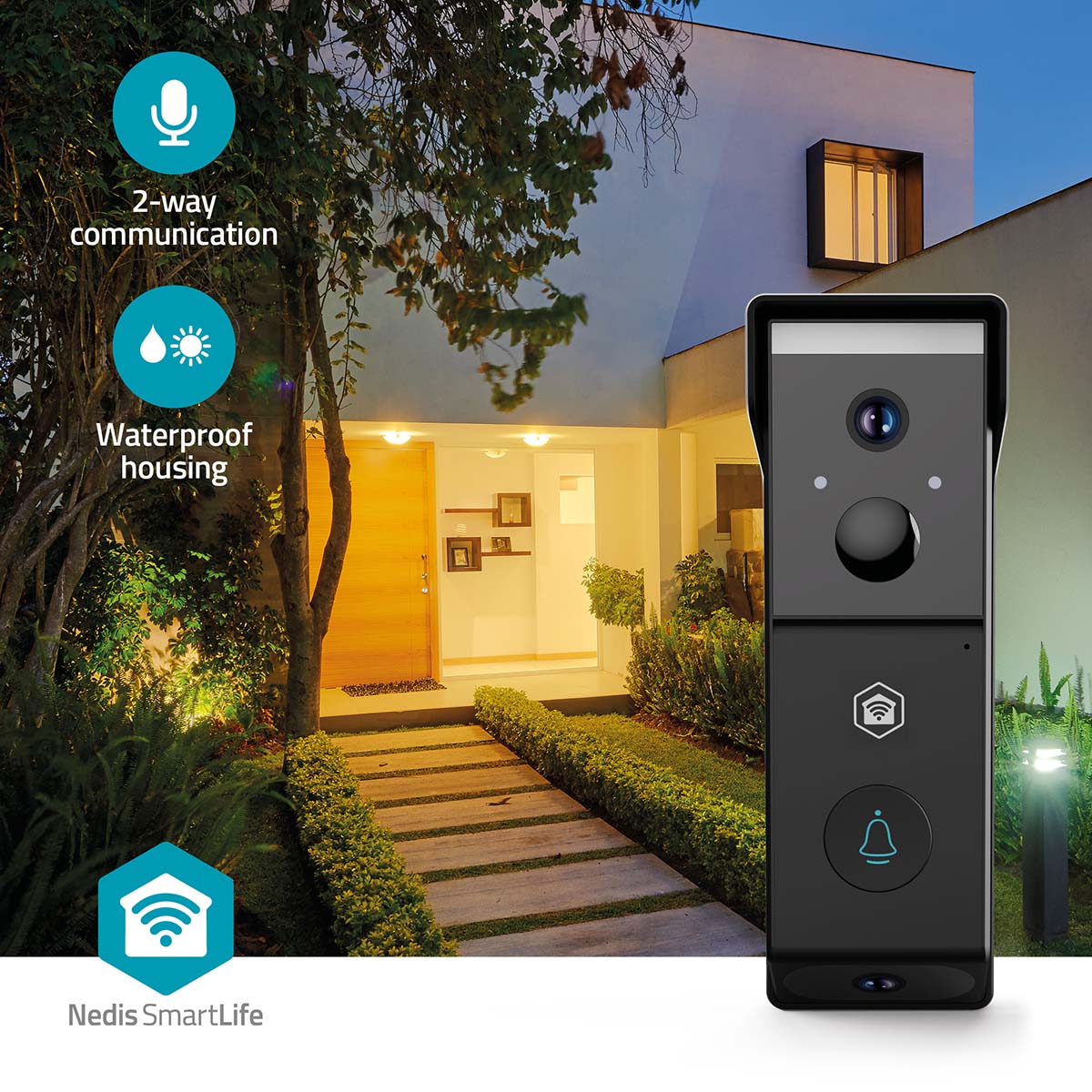 SmartLife Video-Türsprechanlage | Wi-Fi | Batteriebetrieben | Full HD 1080p | Cloud Storage (optional) / microSD (not enthalten) | IP54 | mit Bewegungssensor | Nachtsicht | Schwarz