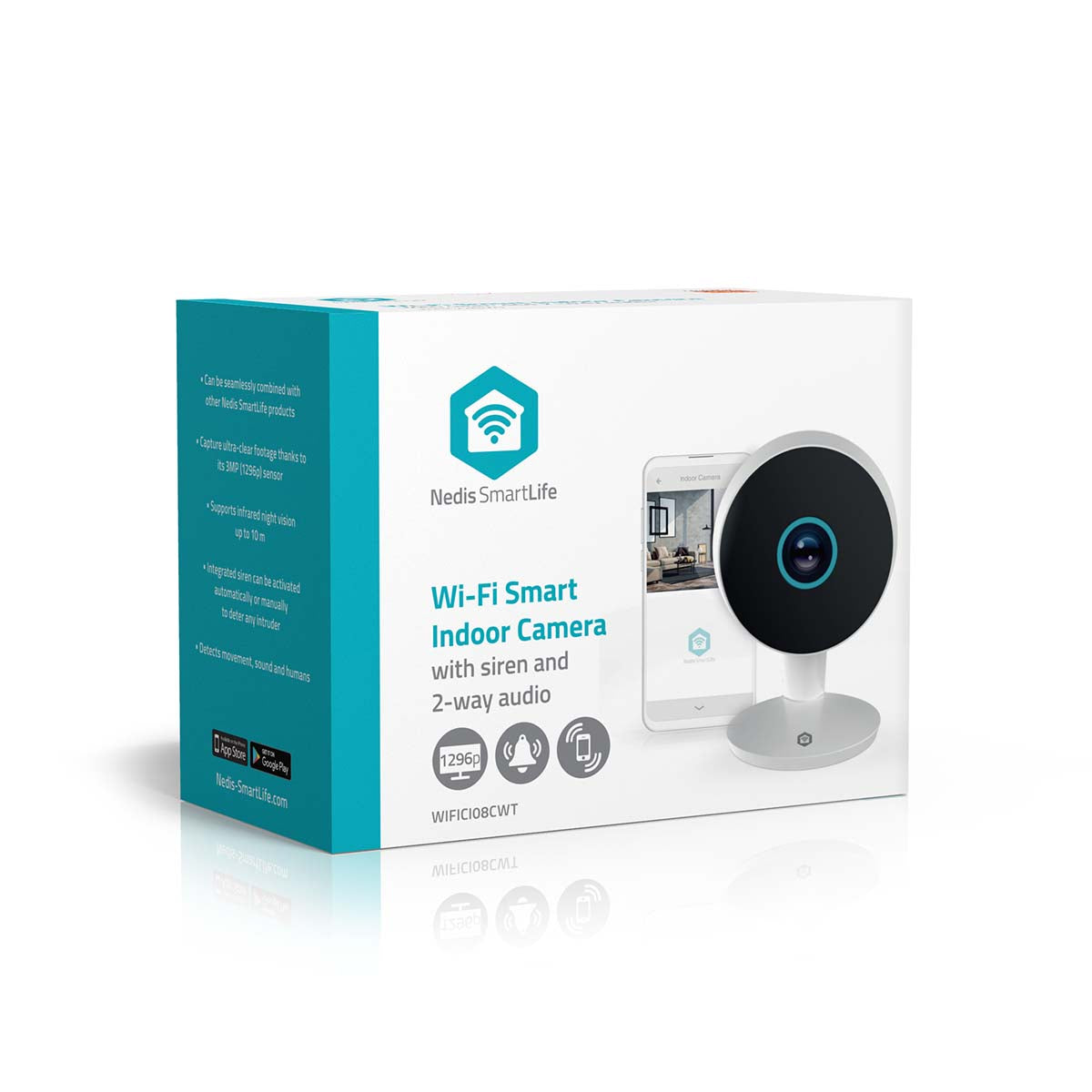 SmartLife Innenkamera | Wi-Fi | 3MP Full HD 1296p | Cloud Storage (optional) / microSD (not enthalten) / Onvif | mit Bewegungssensor | Nachtsicht | Weiss