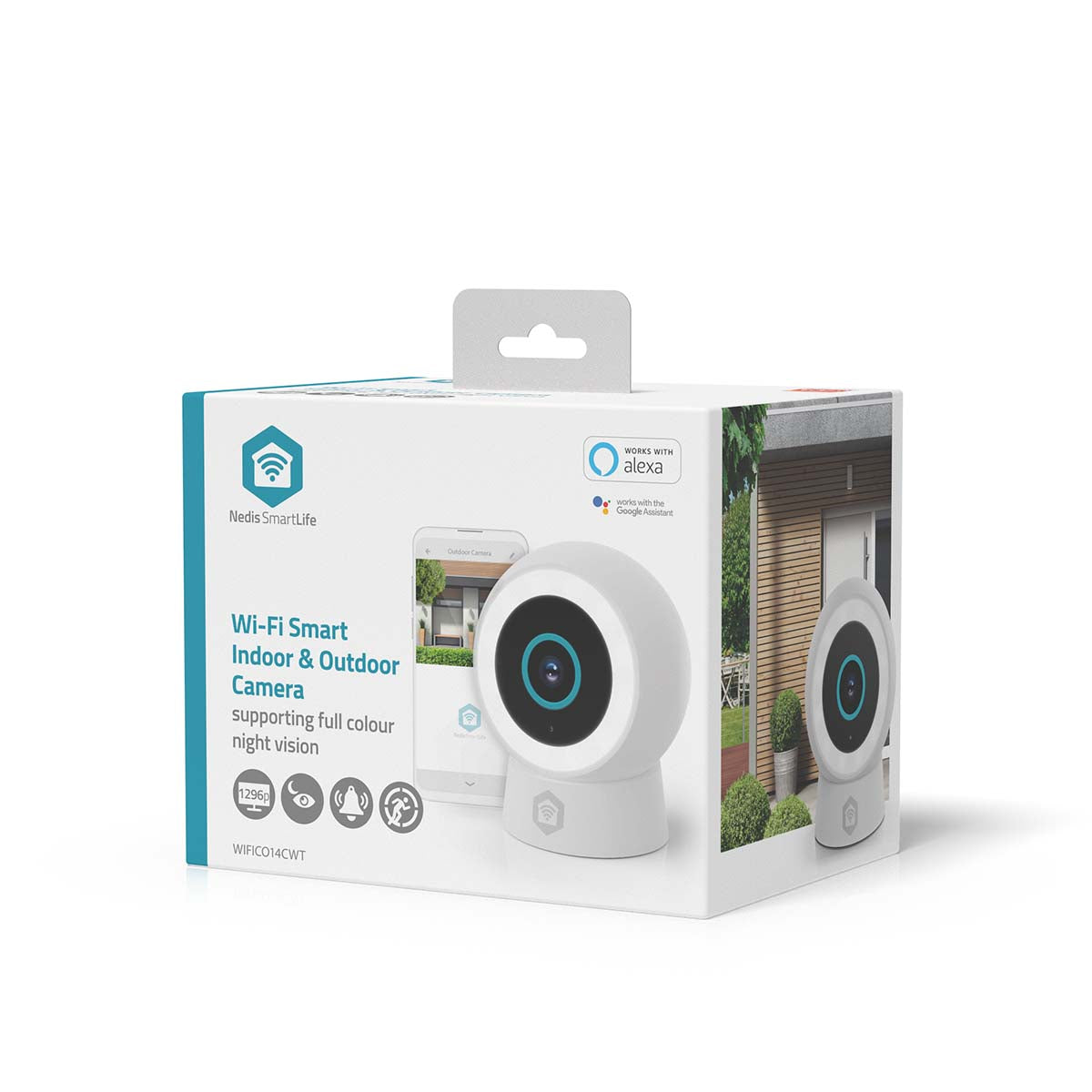 SmartLife Außenkamera | Wi-Fi | Spotlight | 3MP Full HD 1296p | IP65 | Cloud Storage (optional) / microSD (not enthalten) / Onvif | 5 V DC | mit Bewegungssensor | Nachtsicht | Weiss