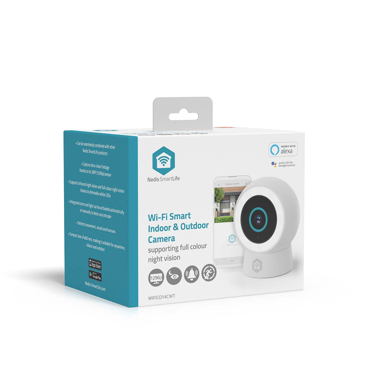 SmartLife Außenkamera | Wi-Fi | Spotlight | 3MP Full HD 1296p | IP65 | Cloud Storage (optional) / microSD (not enthalten) / Onvif | 5 V DC | mit Bewegungssensor | Nachtsicht | Weiss