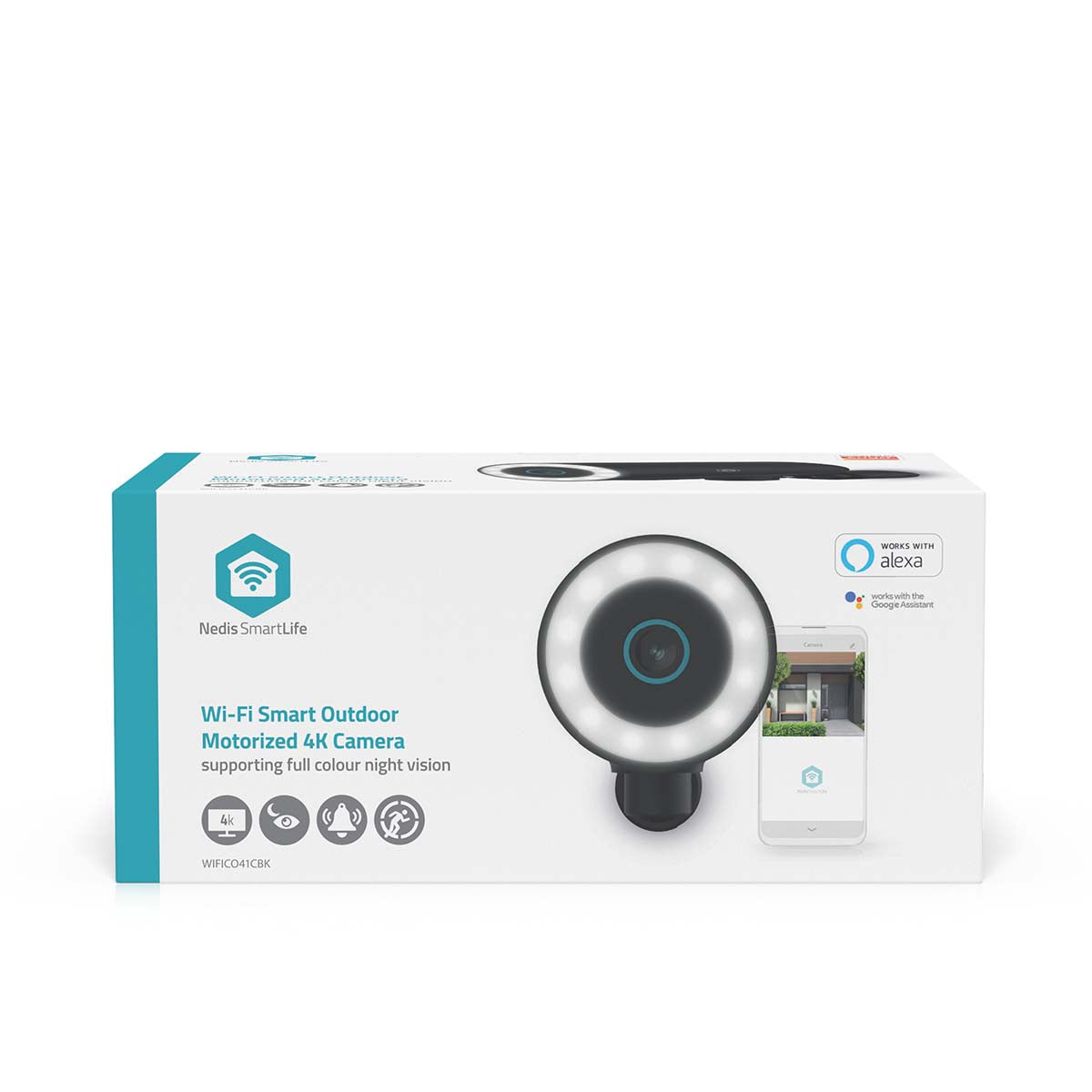 SmartLife Außenkamera | Wi-Fi | Spotlight | 4K / 3840x2160 | IP65 | Cloud Storage (optional) / microSD (not enthalten) / Onvif | 5 V DC | mit Bewegungssensor | Nachtsicht | Schwarz