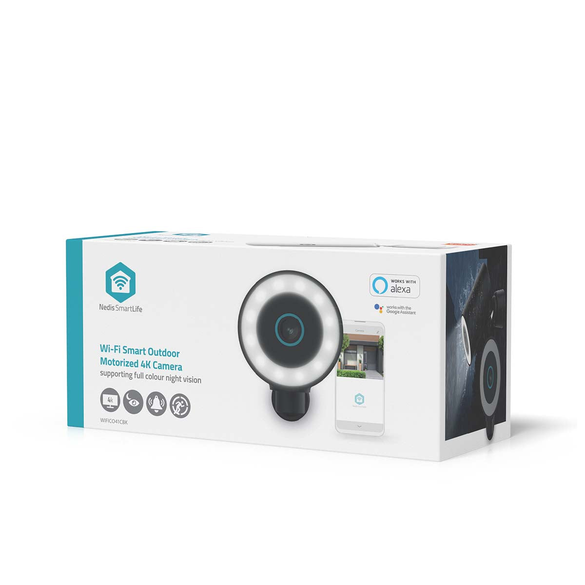 SmartLife Außenkamera | Wi-Fi | Spotlight | 4K / 3840x2160 | IP65 | Cloud Storage (optional) / microSD (not enthalten) / Onvif | 5 V DC | mit Bewegungssensor | Nachtsicht | Schwarz