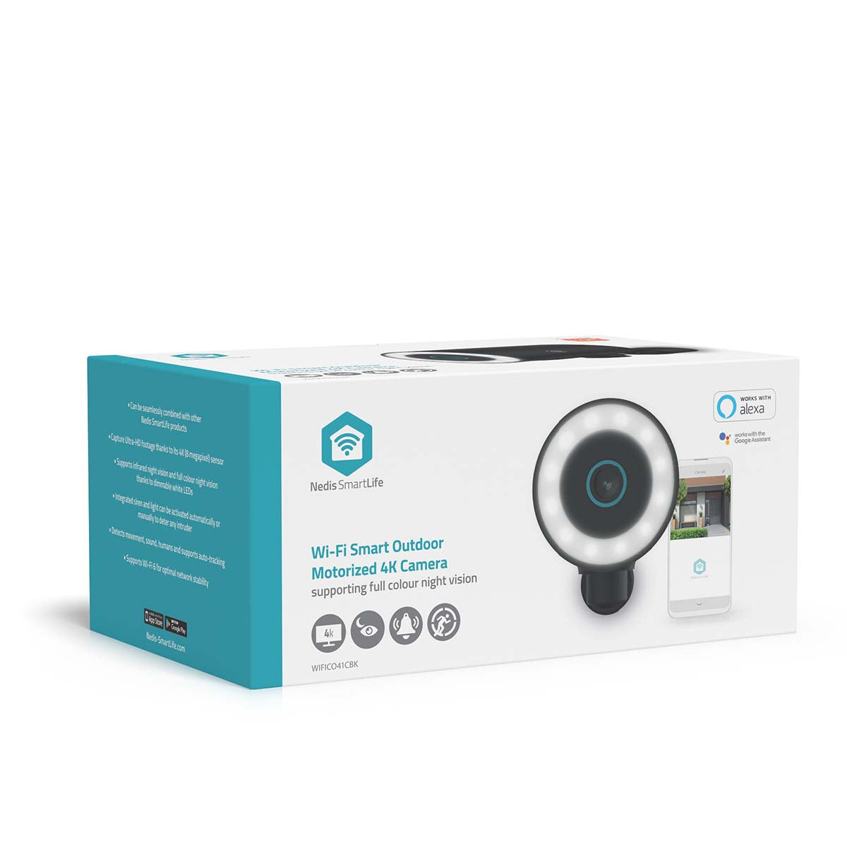SmartLife Außenkamera | Wi-Fi | Spotlight | 4K / 3840x2160 | IP65 | Cloud Storage (optional) / microSD (not enthalten) / Onvif | 5 V DC | mit Bewegungssensor | Nachtsicht | Schwarz