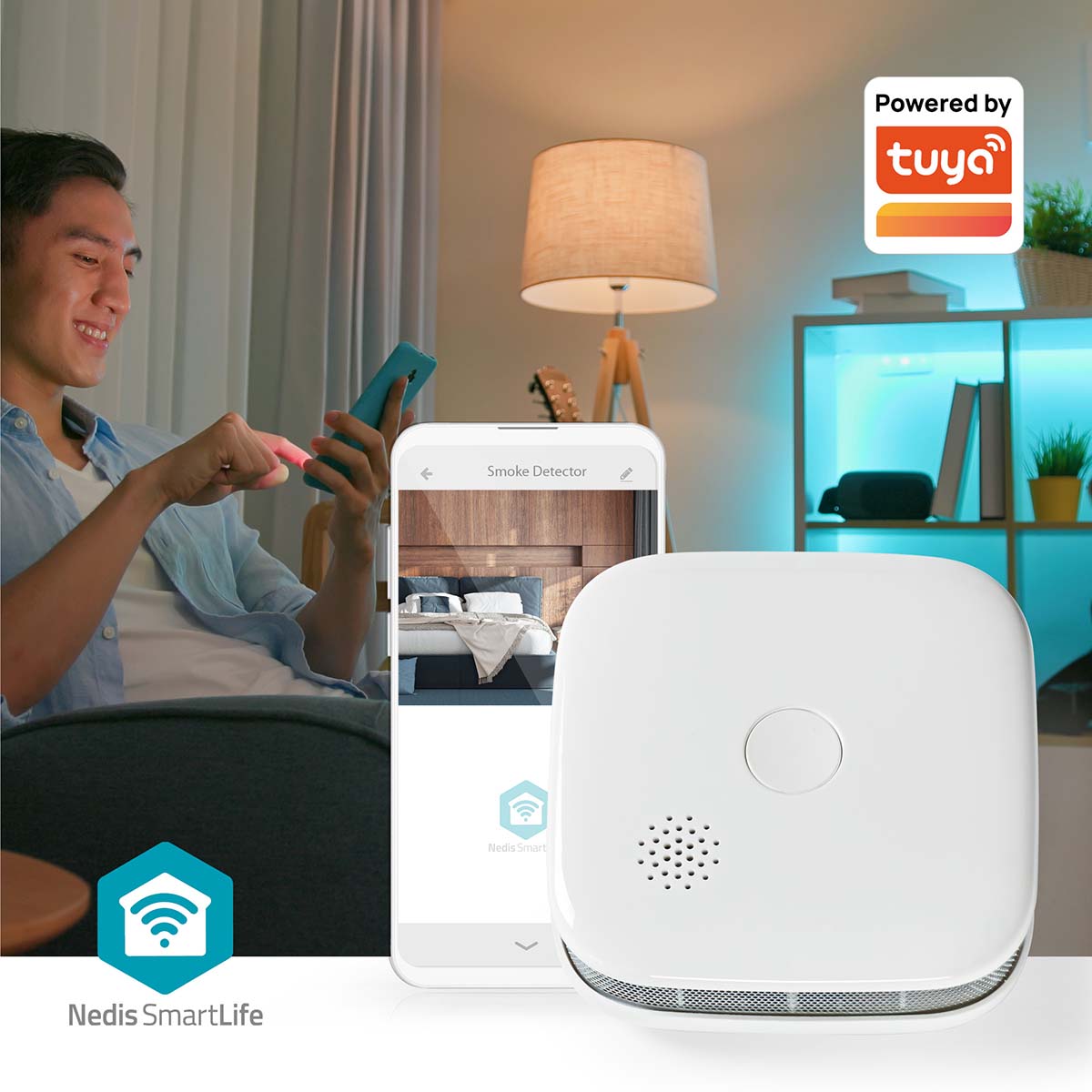 SmartLife Rauchmelder | Wi-Fi | Batteriebetrieben | Sensorlebensdauer: 10 Jahre | EN 14604 | Max. Batterie-Lebensdauer: 24 Monate | 85 dB | Weiss | 3 Stück