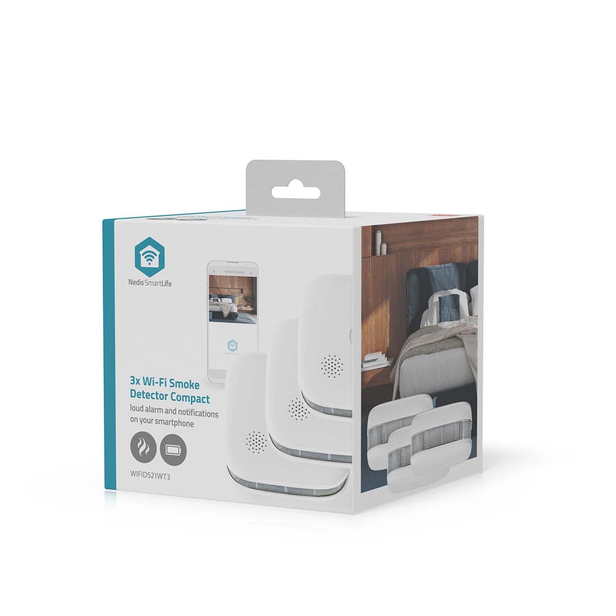 SmartLife Rauchmelder | Wi-Fi | Batteriebetrieben | Sensorlebensdauer: 10 Jahre | EN 14604 | Max. Batterie-Lebensdauer: 24 Monate | 85 dB | Weiss | 3 Stück