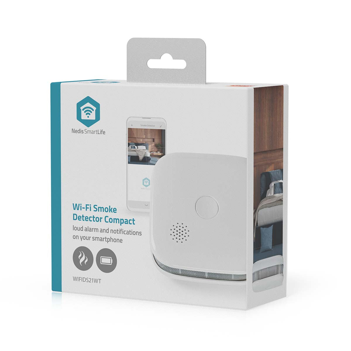SmartLife Rauchmelder | Wi-Fi | Batteriebetrieben | Sensorlebensdauer: 10 Jahre | EN 14604 | Max. Batterie-Lebensdauer: 24 Monate | 85 dB | Weiss | 1 Stück