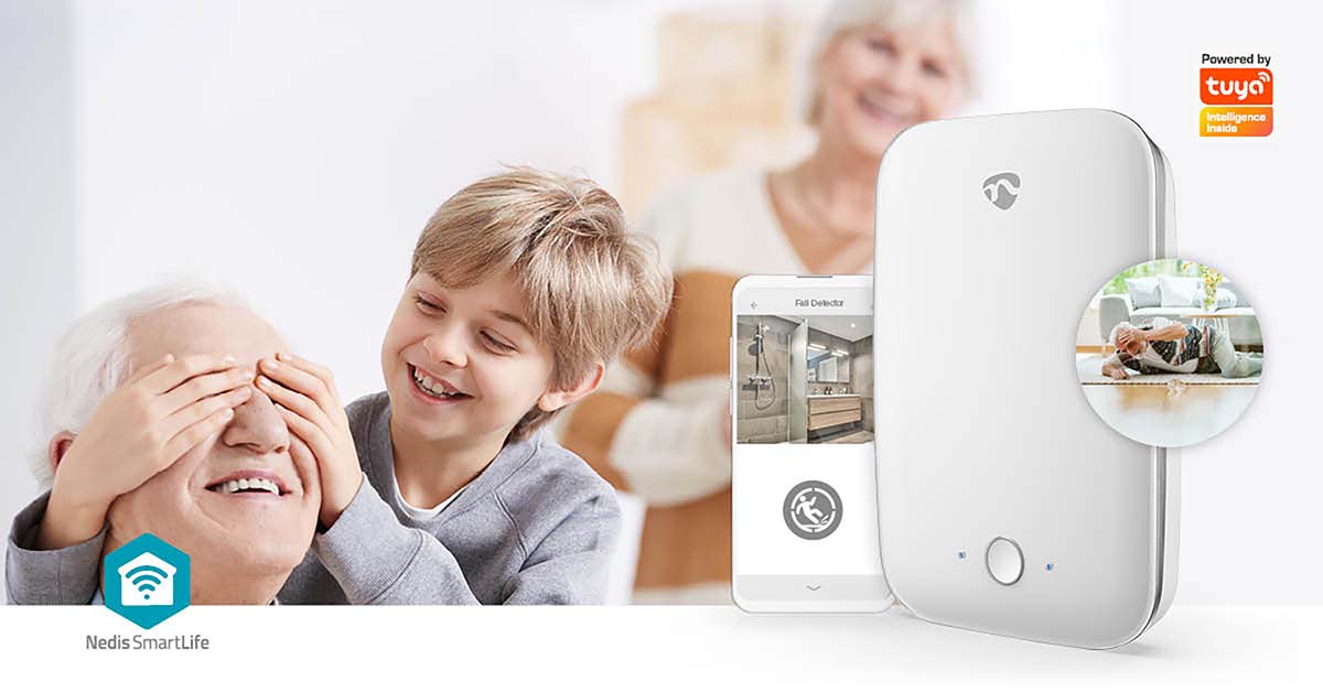 Sturzmelder | Wi-Fi | Erfassungsbereich: 7 m | Effektives Sichtfeld (horizontal): ±45° | Effektives Sichtfeld (vertikal): ±45° | IP54 | Weiss
