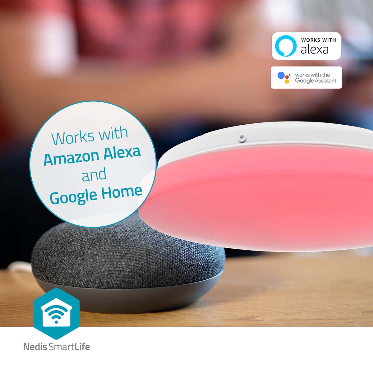 SmartLife Deckenleuchte | Wi-Fi | RGB / Warm bis kühlen weiß | Rund | Durchmesser: 260 mm | 1820 lm | 2700 - 6500 K | IP44 | Energieklasse: F | Android™ / IOS