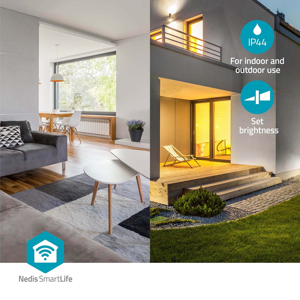 SmartLife Deckenleuchte | Wi-Fi | RGB / Warm bis kühlen weiß | Rund | Durchmesser: 260 mm | 1820 lm | 2700 - 6500 K | IP44 | Energieklasse: F | Android™ / IOS