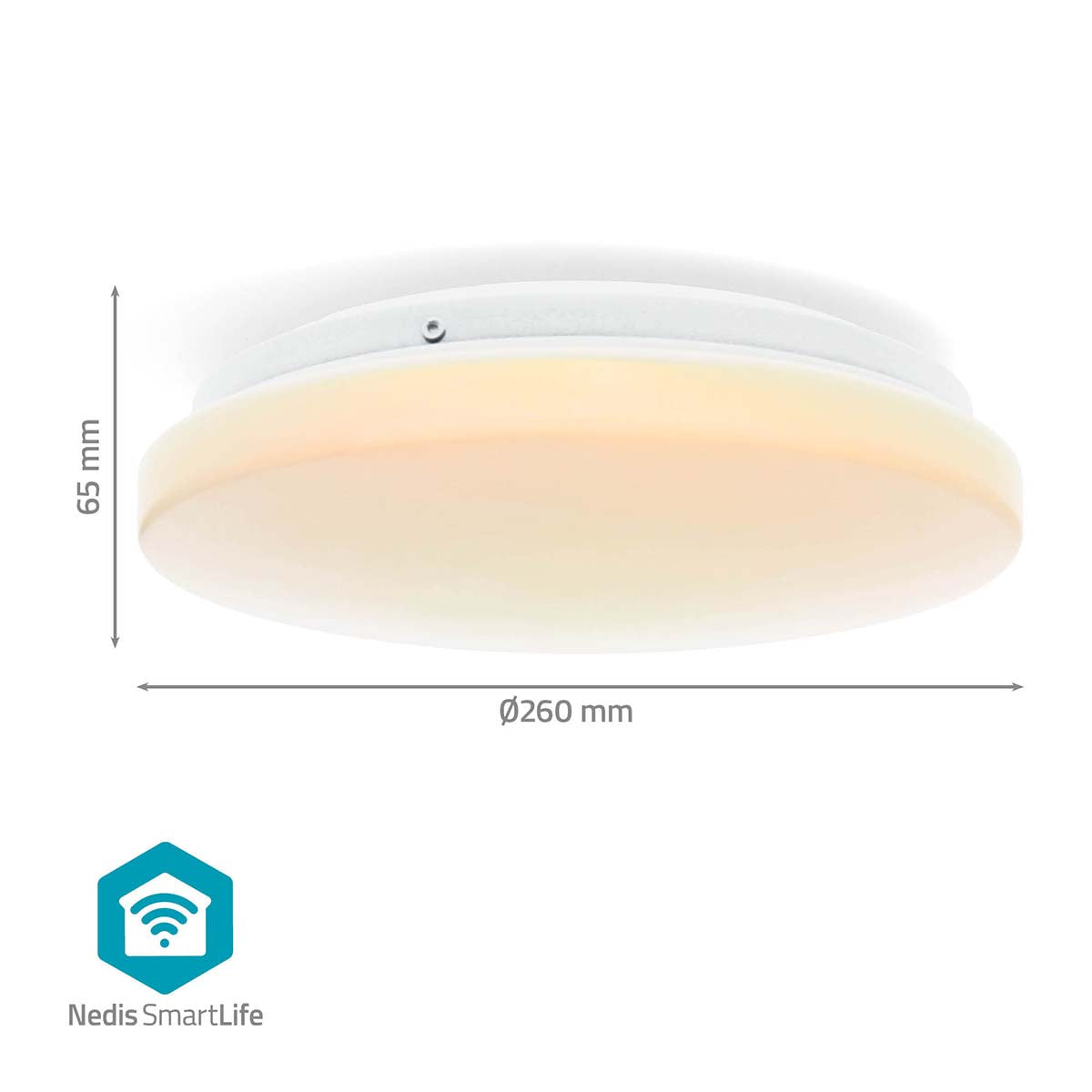 SmartLife Deckenleuchte | Wi-Fi | RGB / Warm bis kühlen weiß | Rund | Durchmesser: 260 mm | 1820 lm | 2700 - 6500 K | IP44 | Energieklasse: F | Android™ / IOS