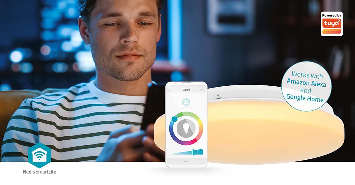 SmartLife Deckenleuchte | Wi-Fi | RGB / Warm bis kühlen weiß | Rund | Durchmesser: 260 mm | 1820 lm | 2700 - 6500 K | IP44 | Energieklasse: F | Android™ / IOS