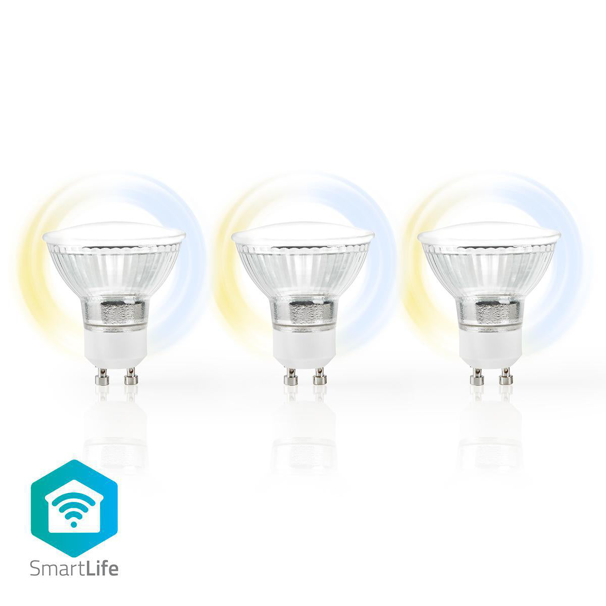 SmartLife LED-Spot | Wi-Fi | GU10 | 400 lm | 5 W | Kaltweiss / Warmweiss | 2700 - 6500 K | Energieklasse: F | Android™ / IOS | PAR16 | 3 Stück
