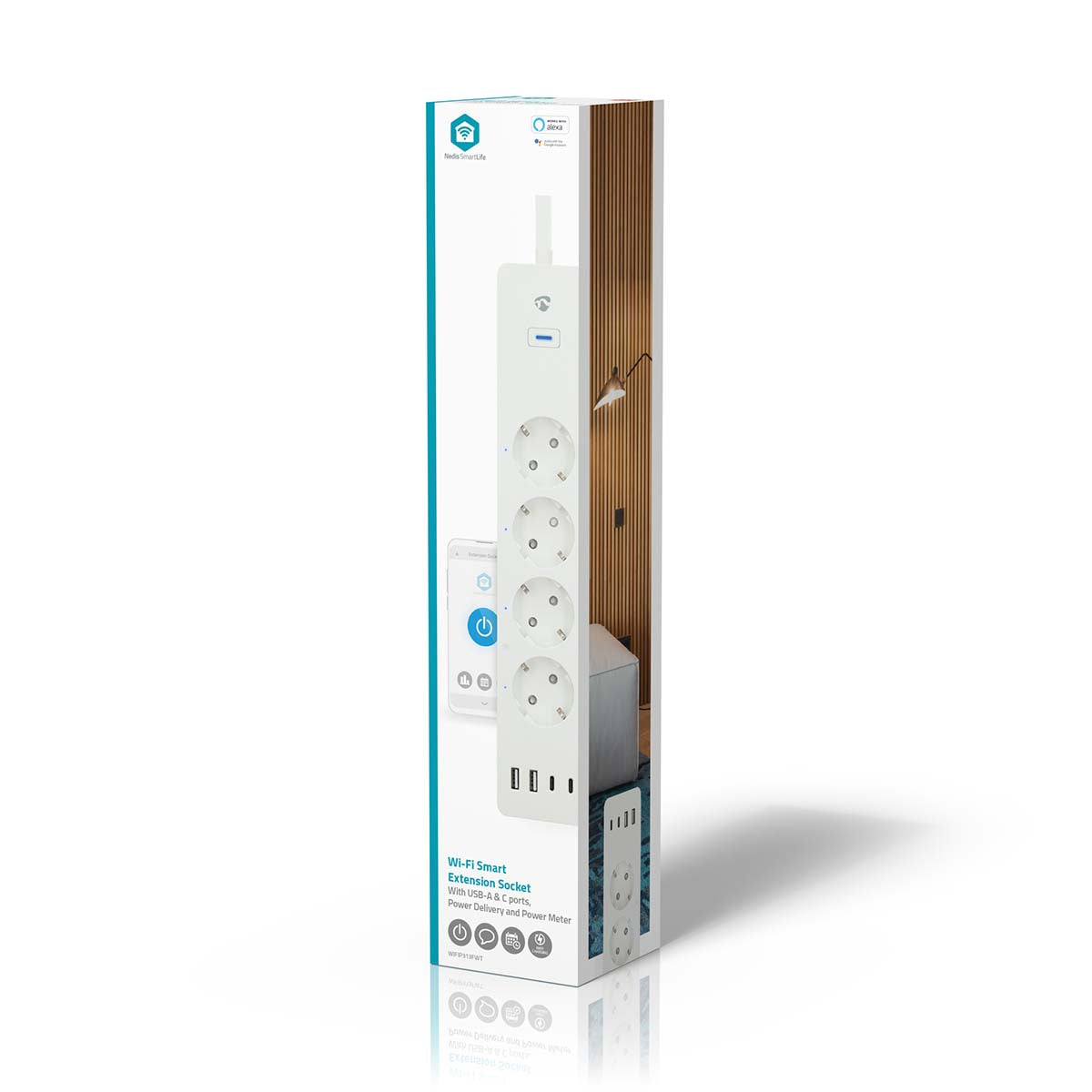 SmartLife Power Strip | Wi-Fi | Hybrid (CEE 7/7) / USB A / USB-C™ | 16 A | 3680 W | 2.00 m | 0 - 55 °C | Android™ / IOS | Weiss