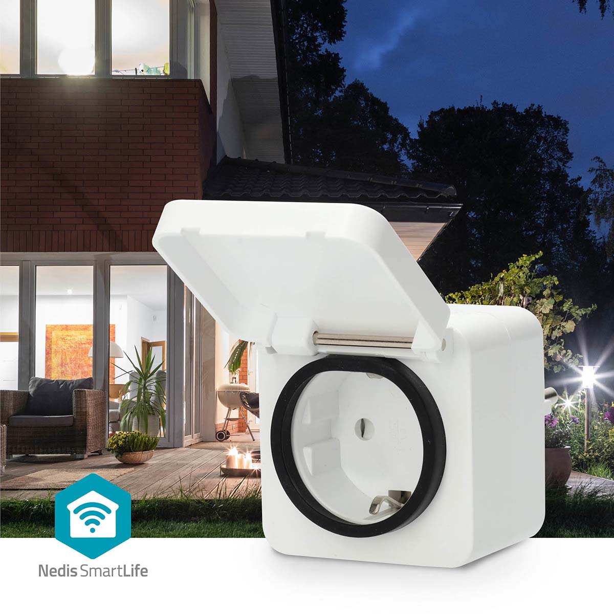 SmartLife Smart Stecker | Wi-Fi | IP44 | 3680 W | Schutzkontakt | -25 - 55 °C | Android™ / IOS | Grau / Weiss | 1 Stück