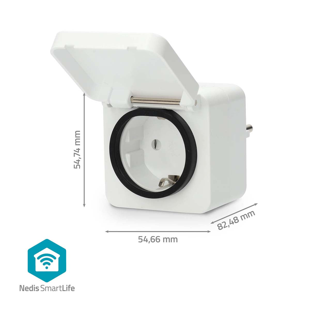 SmartLife Smart Stecker | Wi-Fi | IP44 | 3680 W | Schutzkontakt | -25 - 55 °C | Android™ / IOS | Grau / Weiss | 1 Stück