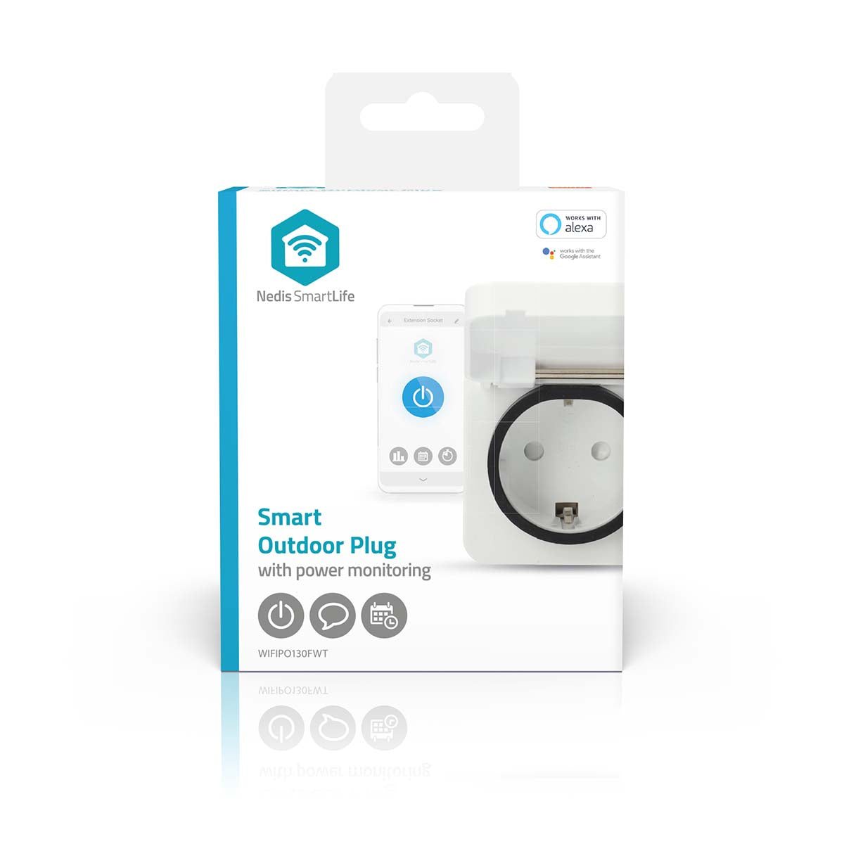 SmartLife Smart Stecker | Wi-Fi | IP44 | 3680 W | Schutzkontakt | -25 - 55 °C | Android™ / IOS | Grau / Weiss | 1 Stück