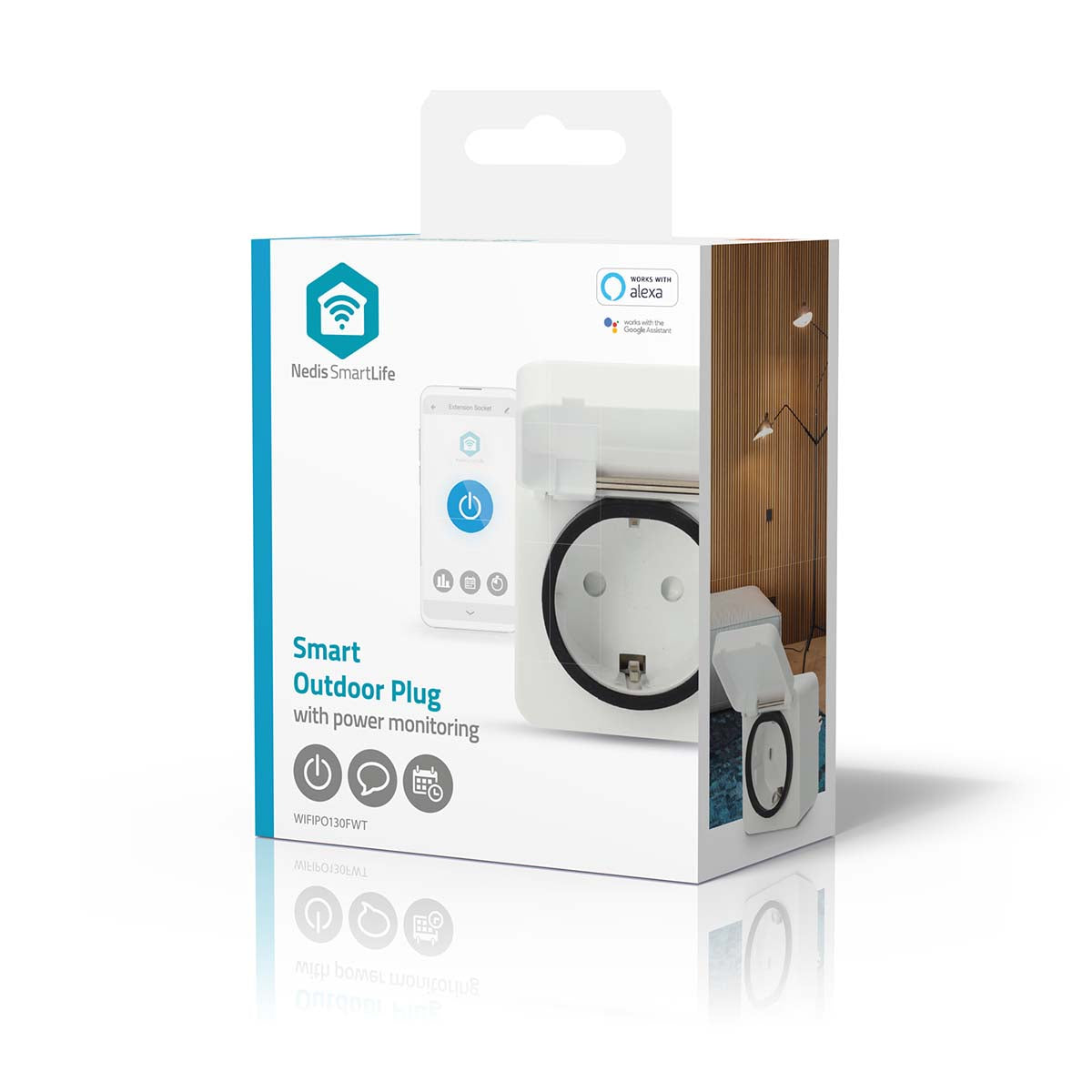 SmartLife Smart Stecker | Wi-Fi | IP44 | 3680 W | Schutzkontakt | -25 - 55 °C | Android™ / IOS | Grau / Weiss | 1 Stück