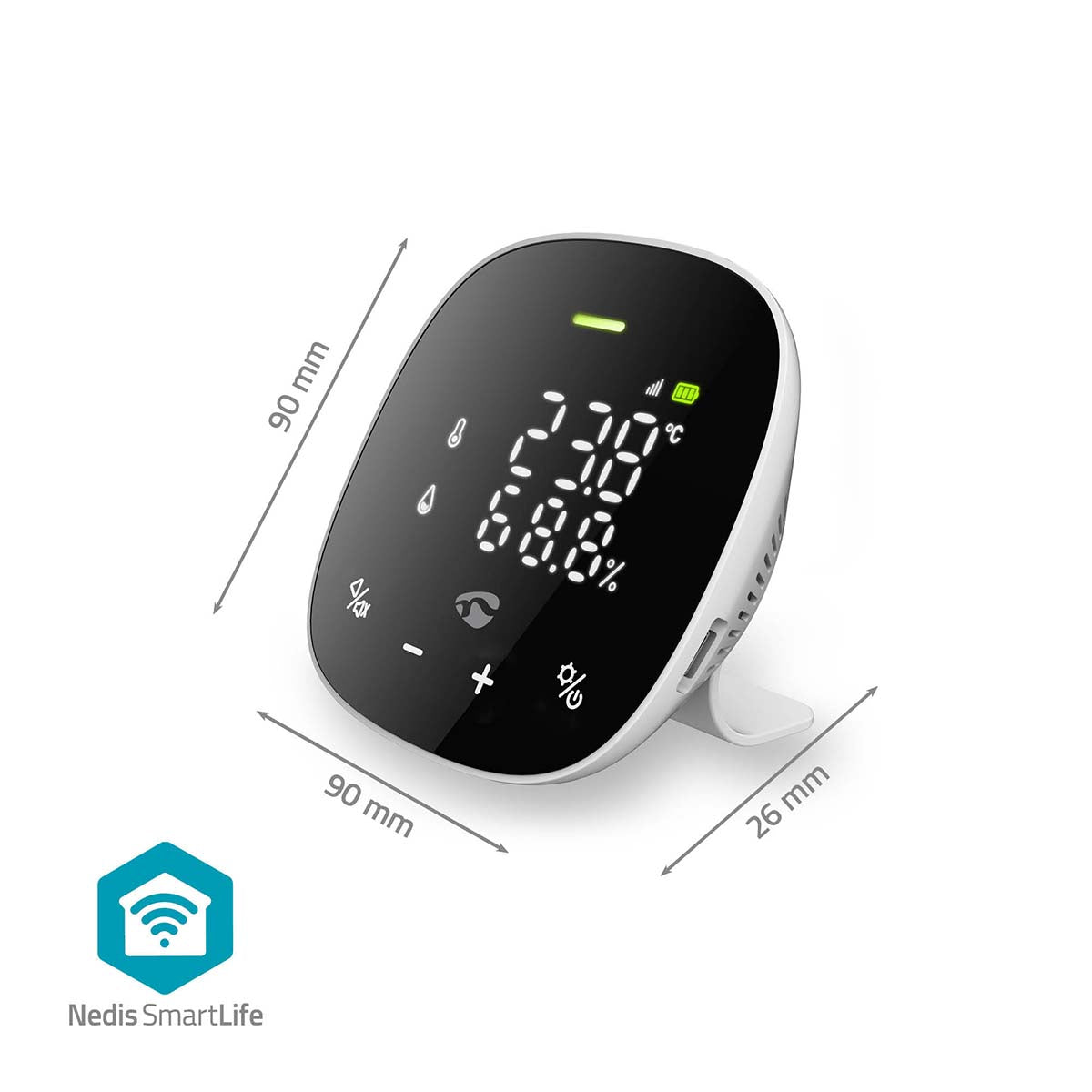 SmartLife Luftqualitätsmonitor | Wi-Fi | inkl. Display | Kohlendioxid (CO2) / Luftfeuchtigkeit / Temperatur | Android™ / IOS | Schwarz / Weiss