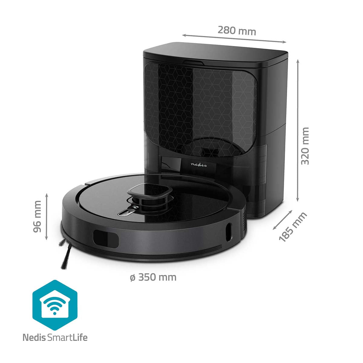 SmartLife Roboter-Staubsauger | Laser-Navigation | Wi-Fi | Kapazität Auffangbehälter: 0.6 l | Automatisches Laden | Maximale Betriebszeit: 3 Std | Schwarz | Android™ / IOS