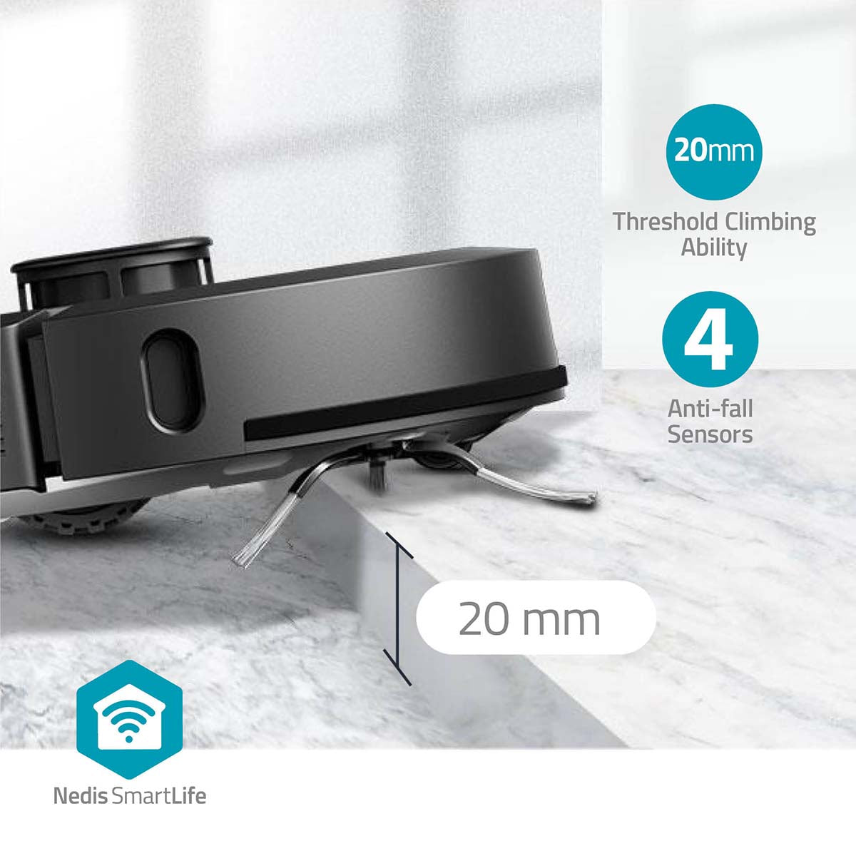 SmartLife Roboter-Staubsauger | Laser-Navigation | Wi-Fi | Kapazität Auffangbehälter: 0.6 l | Automatisches Laden | Maximale Betriebszeit: 3 Std | Schwarz | Android™ / IOS