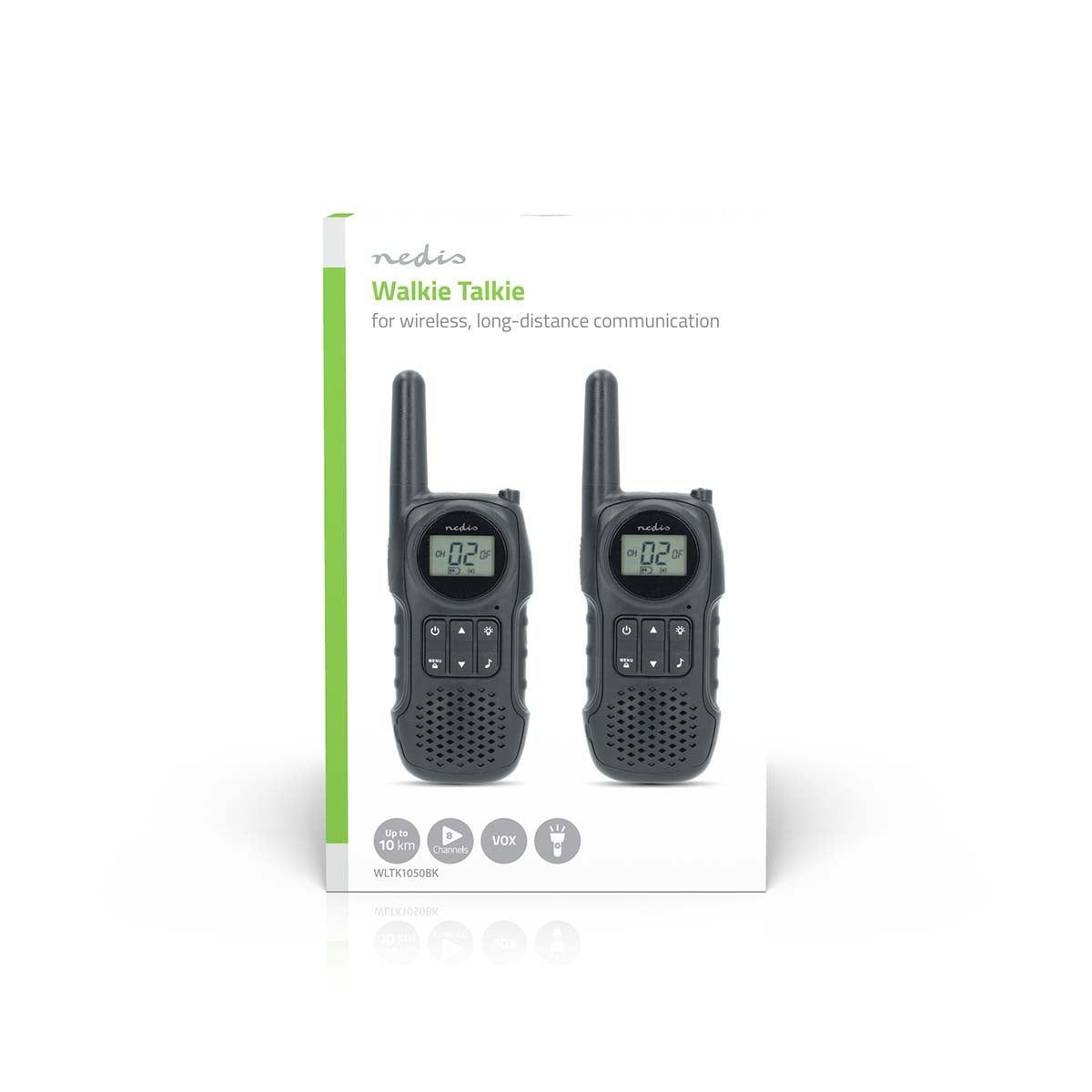 Walkie-Talkie-Set | 2 Hörer | Bis zu 10 km | Frequenzkanäle: 8 | PTT / VOX | Bis zu 3 Hours | Kopfhörerausgang | Schwarz
