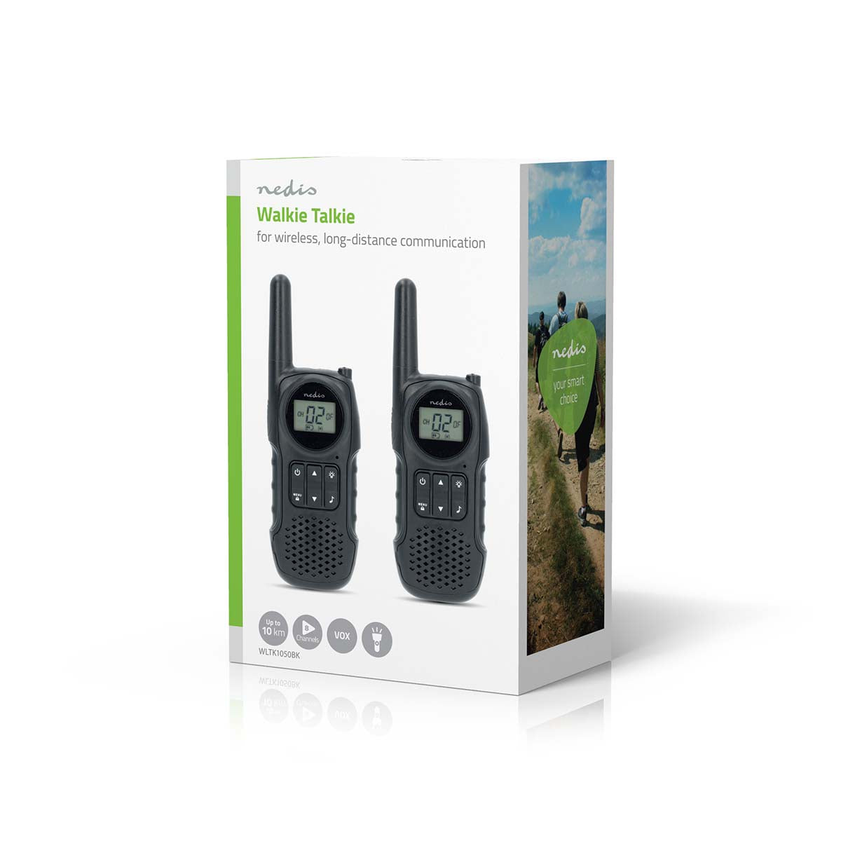Walkie-Talkie-Set | 2 Hörer | Bis zu 10 km | Frequenzkanäle: 8 | PTT / VOX | Bis zu 3 Hours | Kopfhörerausgang | Schwarz