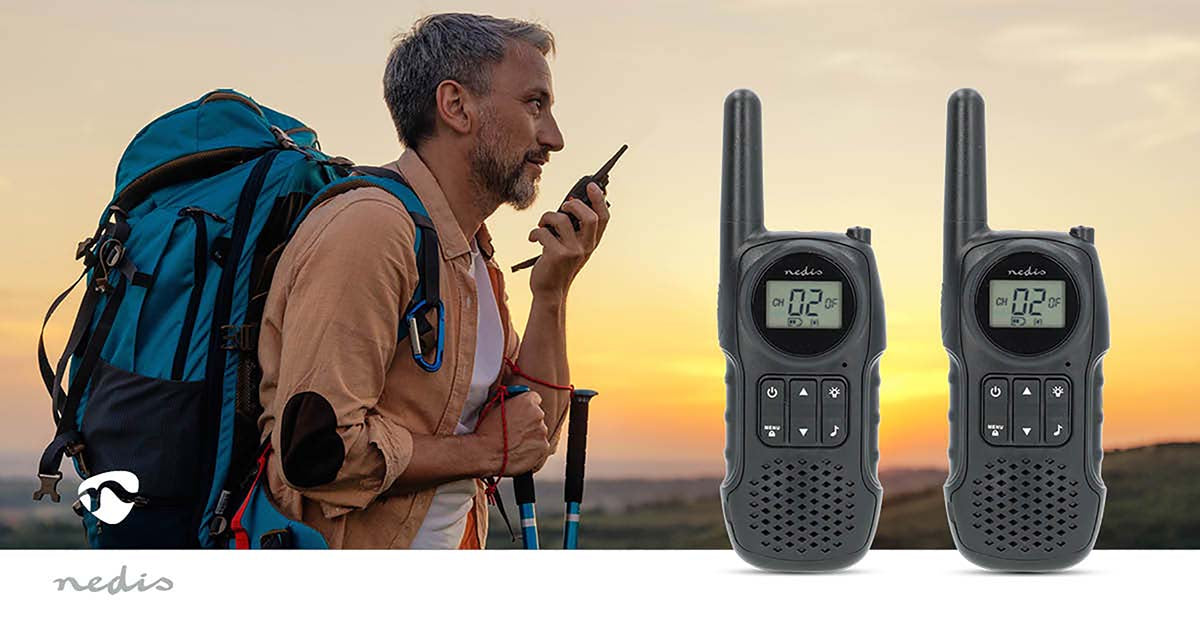 Walkie-Talkie-Set | 2 Hörer | Bis zu 10 km | Frequenzkanäle: 8 | PTT / VOX | Bis zu 3 Hours | Kopfhörerausgang | Schwarz