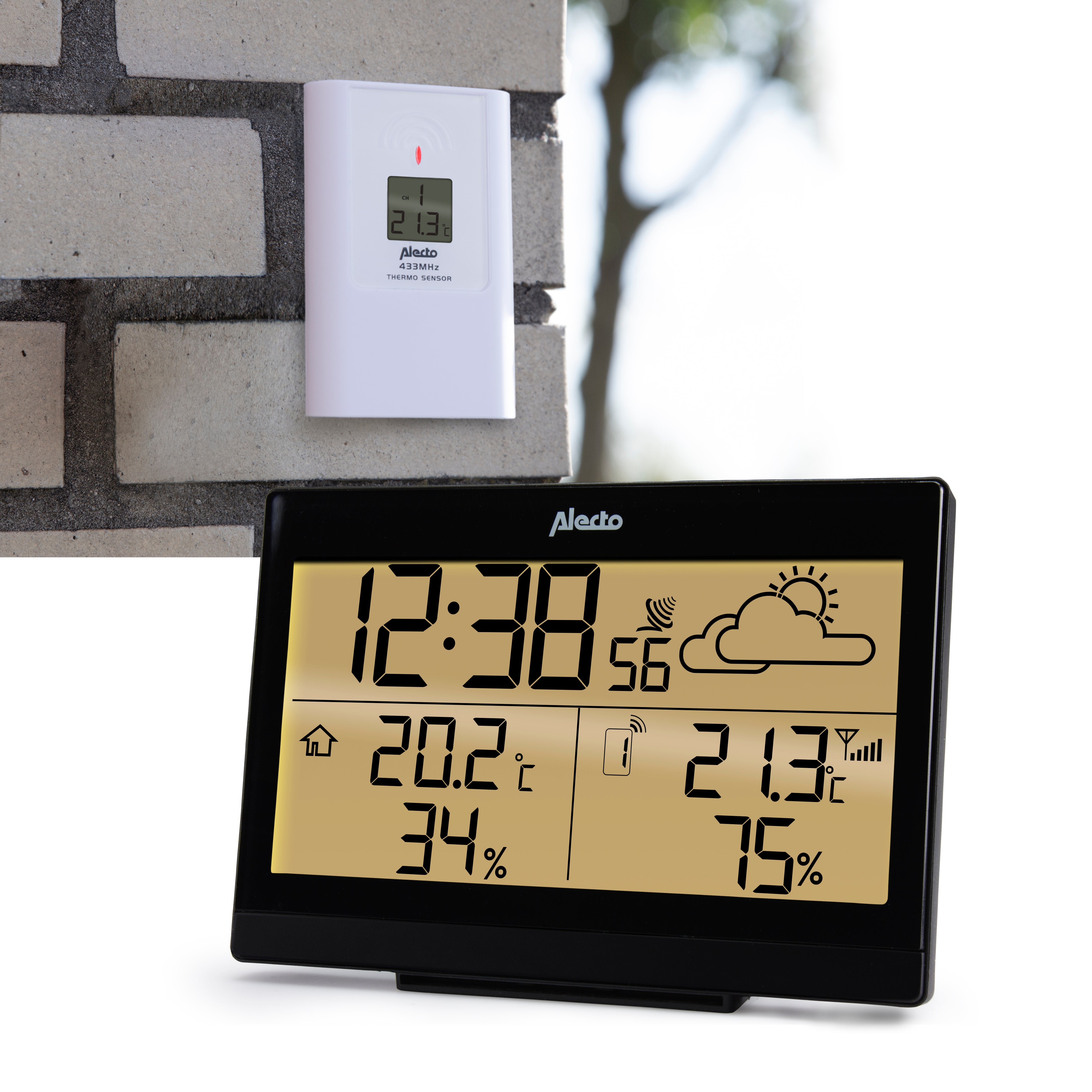 Wetterstation mit Funksensor Schwarz