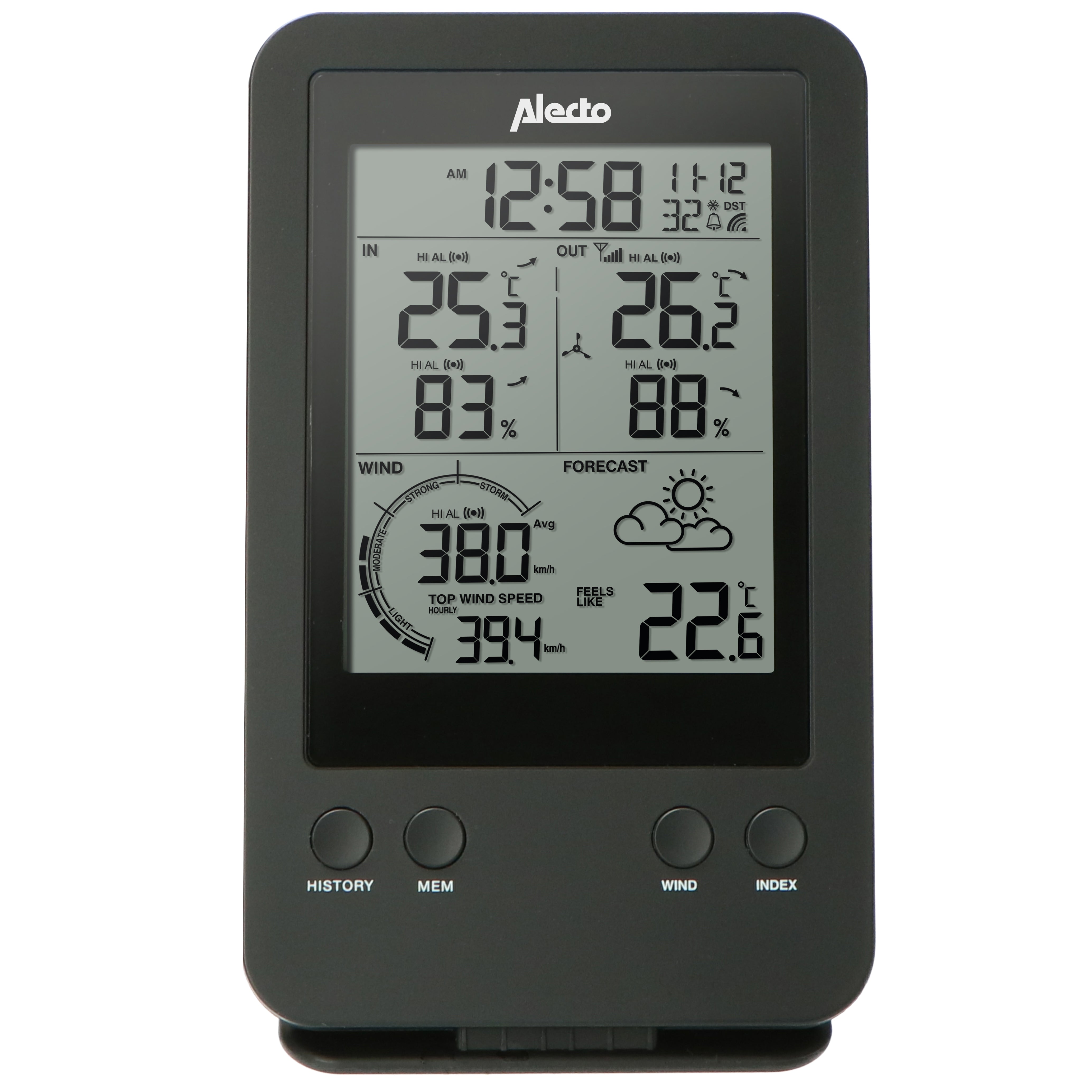 Professionelle Wetterstation mit Funksensor Schwarz