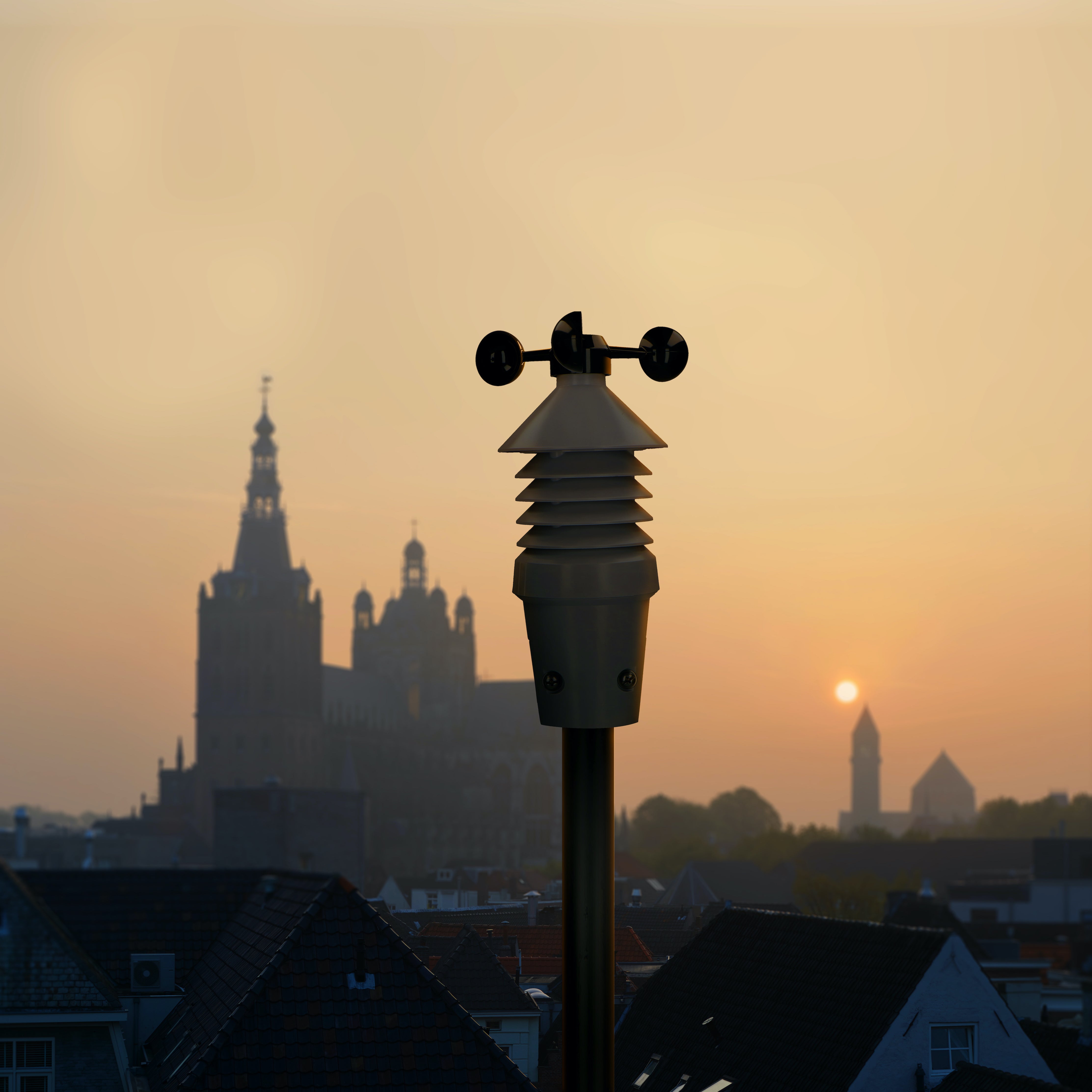 Professionelle Wetterstation mit Funksensor Schwarz