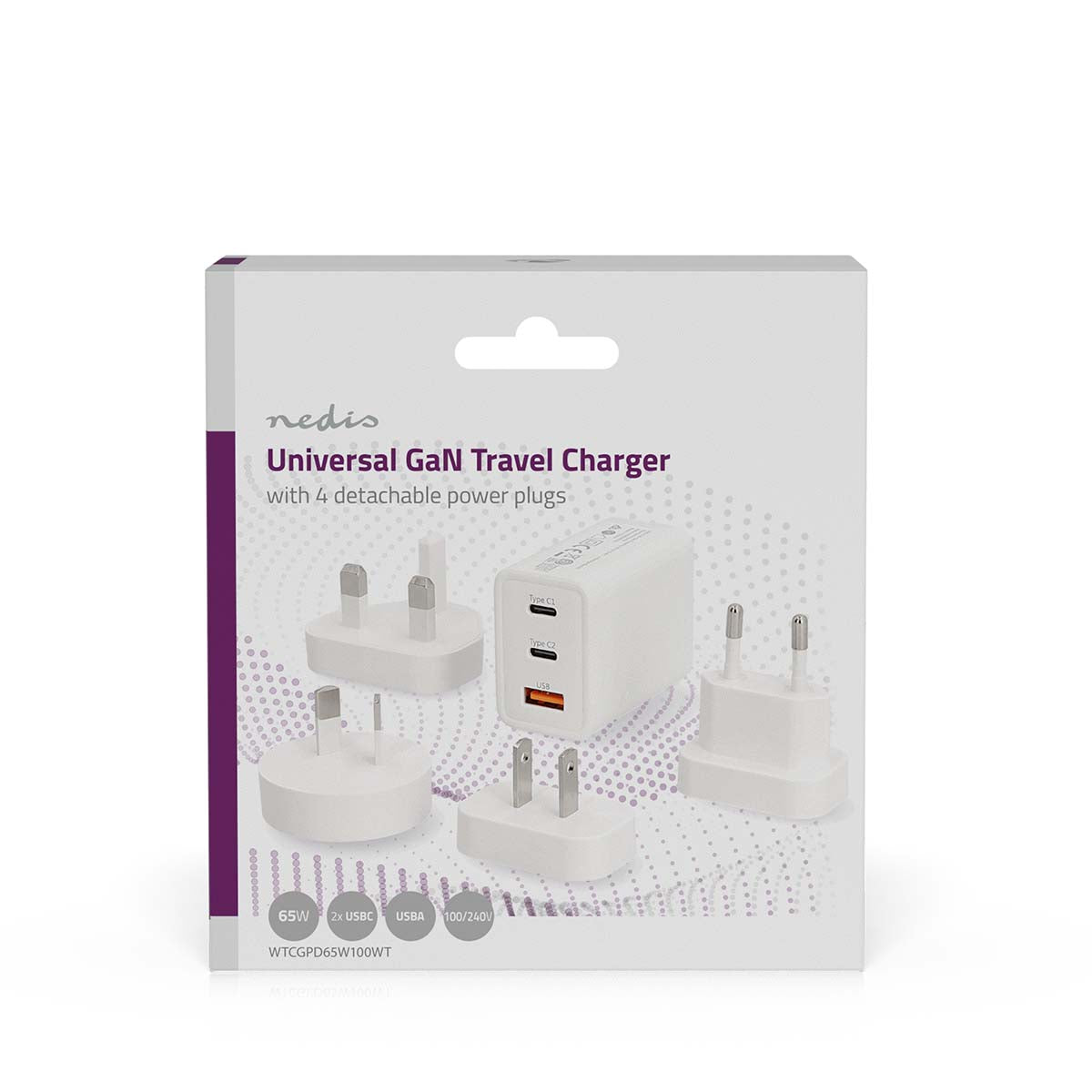 Reise-Adapter | 100 - 240 V AC 50/60 Hz | 65 W | Weiss