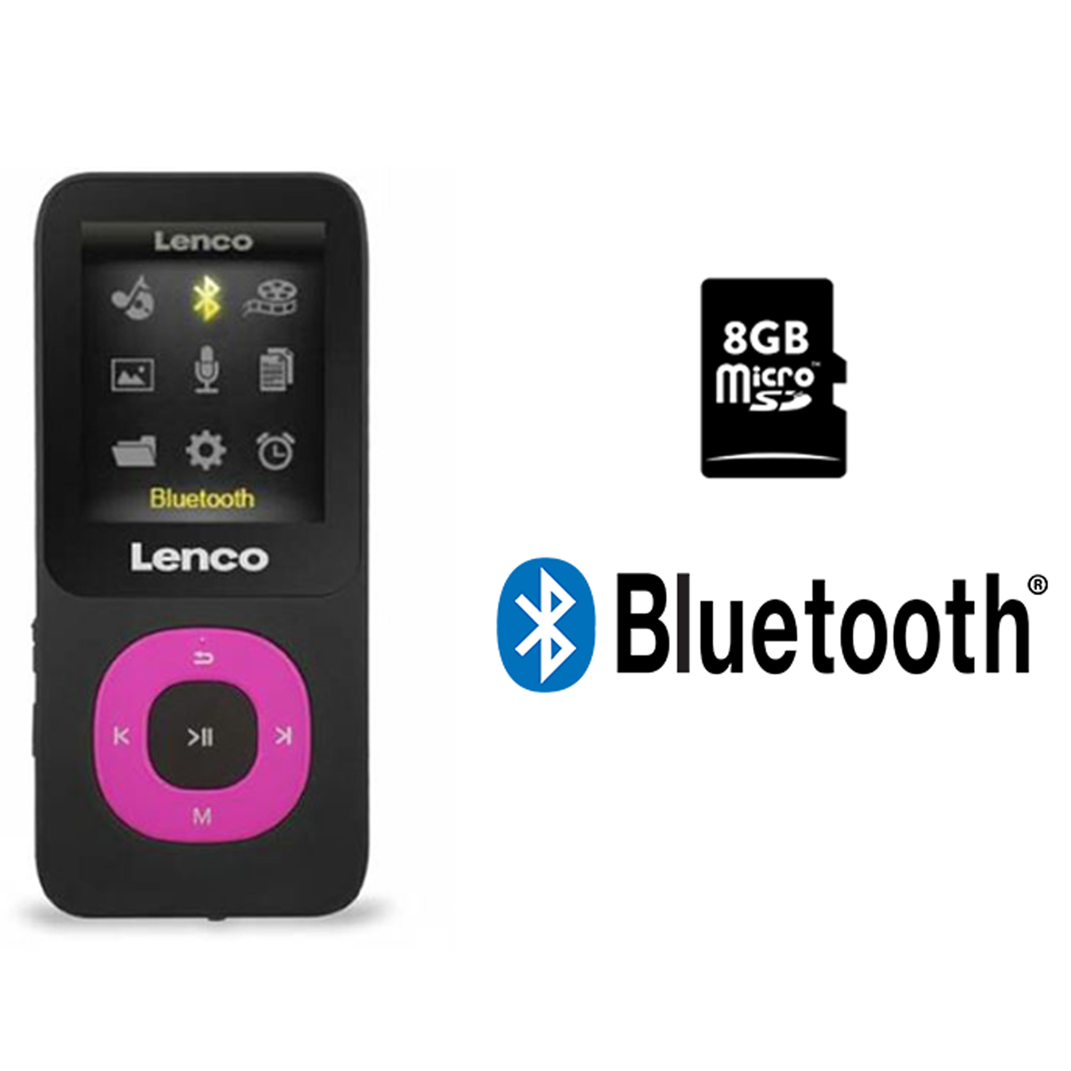 MP3/MP4-Player mit Bluetooth® 8 GB micro SD-Karte Pink