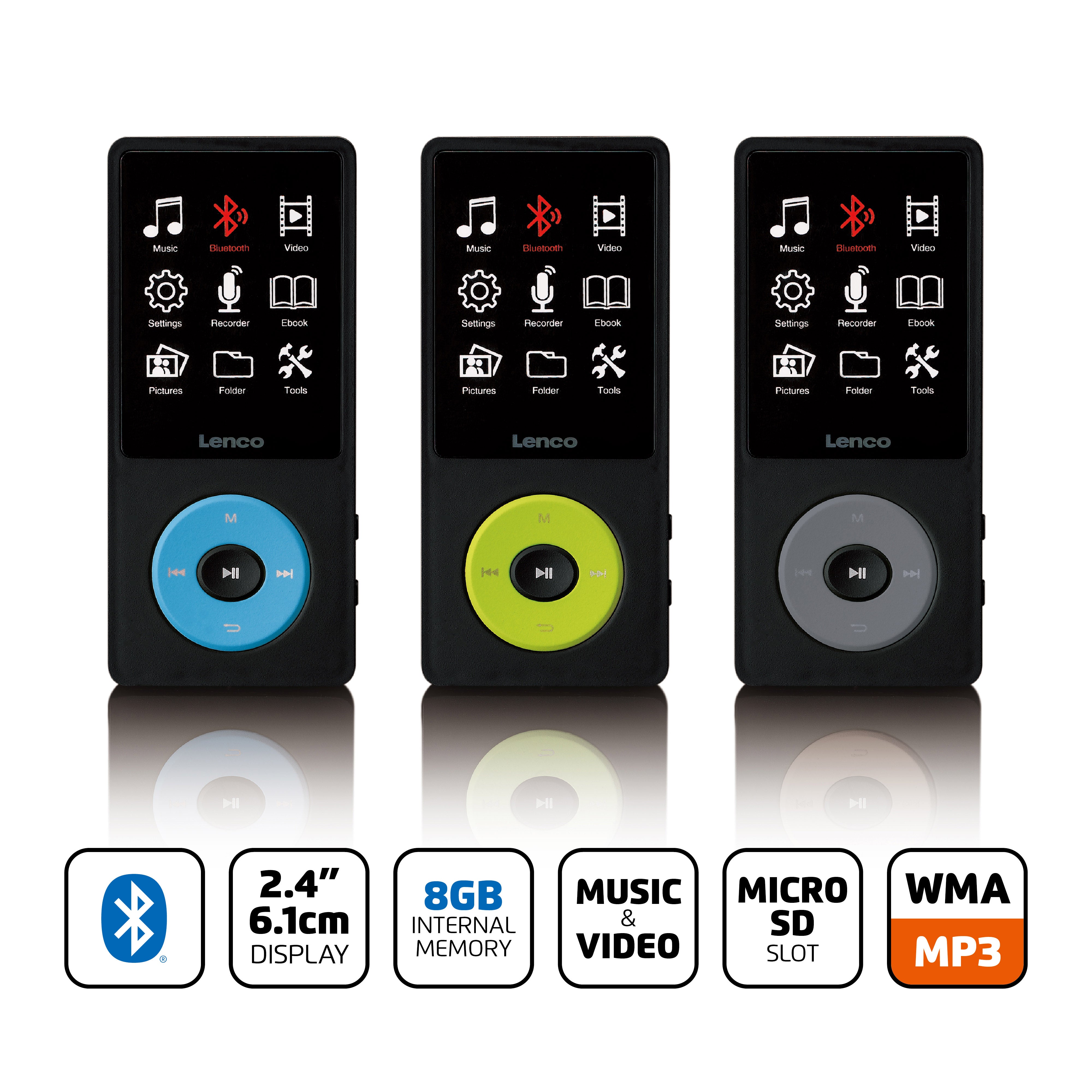 MP3/MP4-Player mit Bluetooth® und 8 GB internem Speicher Blau