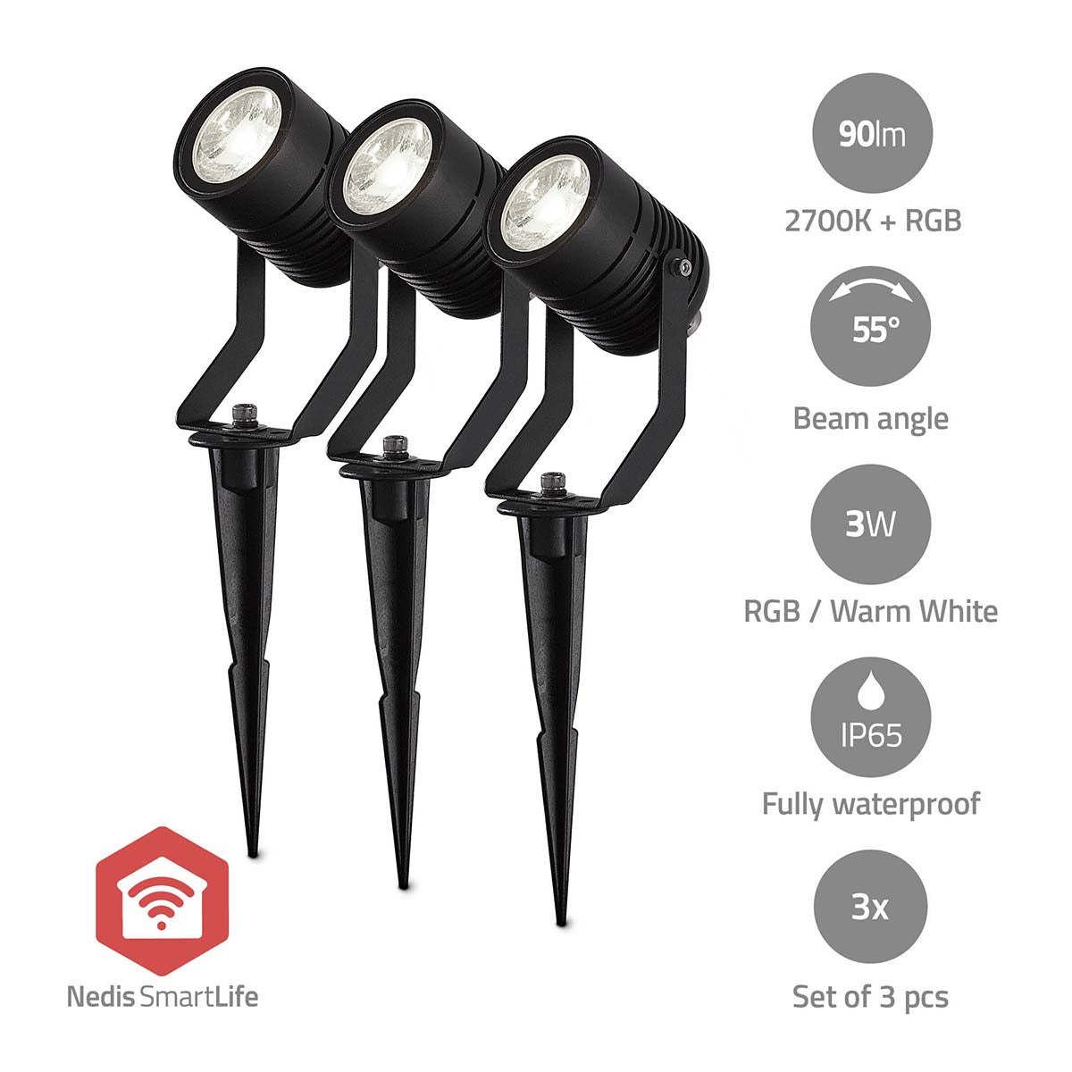 Smartlife-Außenleuchte | 3 x 90 lm | Zigbee 3.0 | 3 x 3 W | RGB | 2700 K | Aluminium | Android™ / IOS