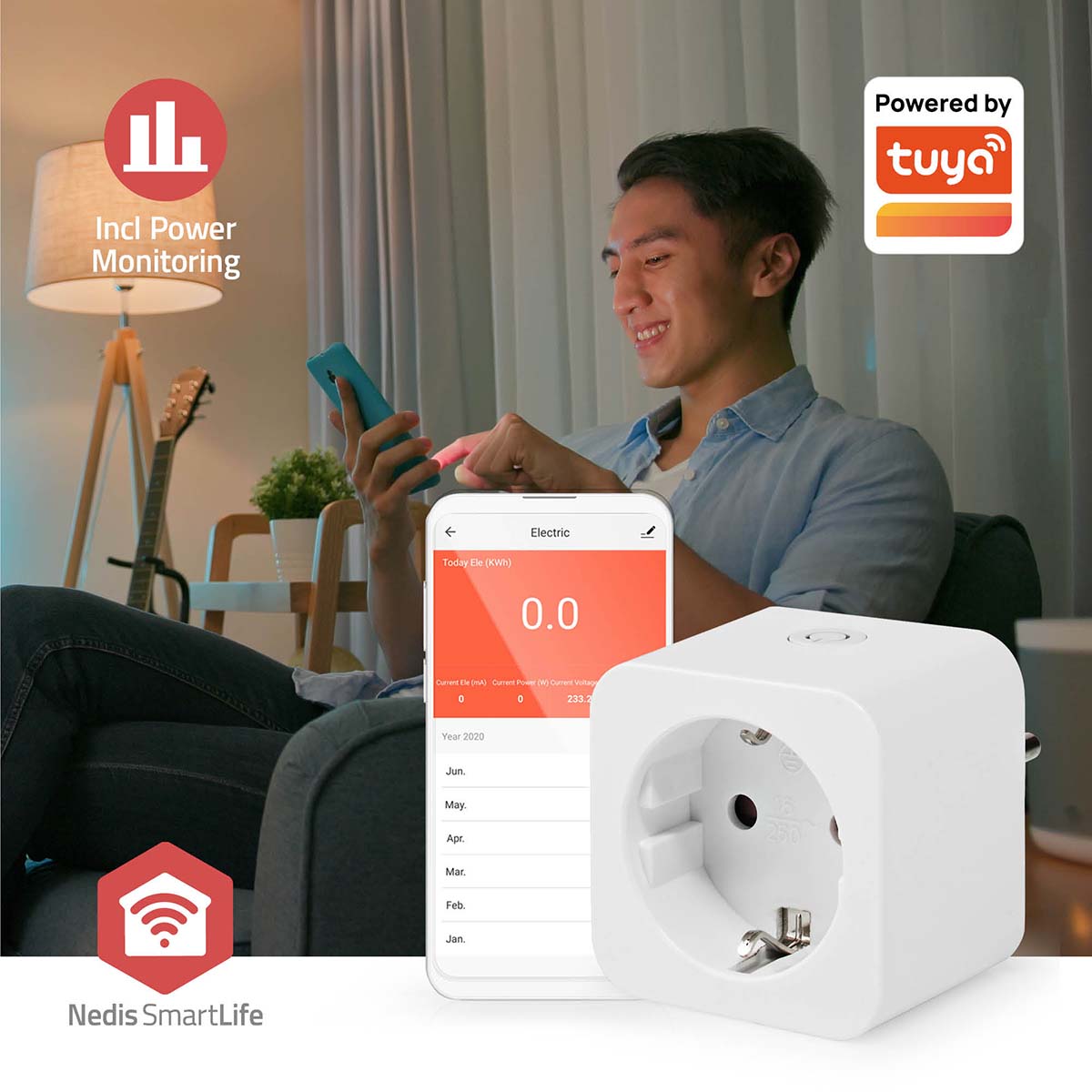 SmartLife Smart Stecker | Zigbee 3.0 | IP21 | Leistungsmesser | 3680 W | Hybrid (CEE 7/7) | 0 - 55 °C | Android™ / IOS | Weiss | 1 Stück