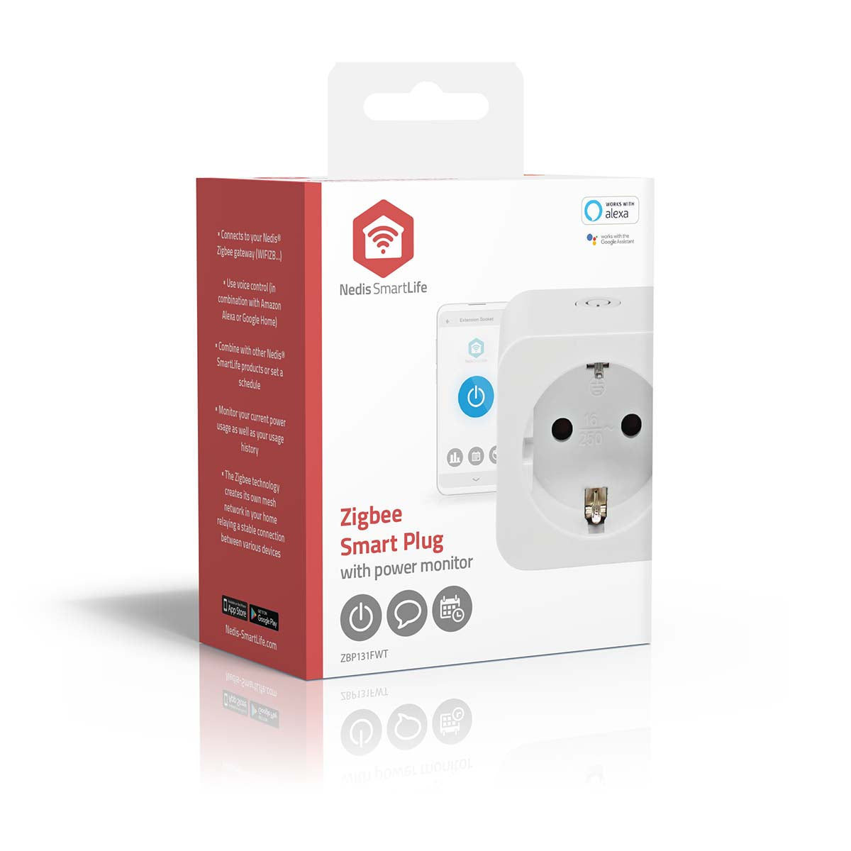 SmartLife Smart Stecker | Zigbee 3.0 | IP21 | Leistungsmesser | 3680 W | Hybrid (CEE 7/7) | 0 - 55 °C | Android™ / IOS | Weiss | 1 Stück