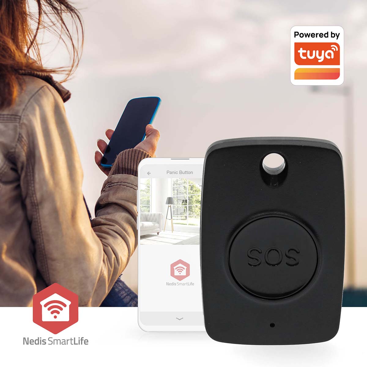 Smart-Panik-Knopf | Zigbee 3.0 | Batterietyp – Energie: CR2450 | Schwarz