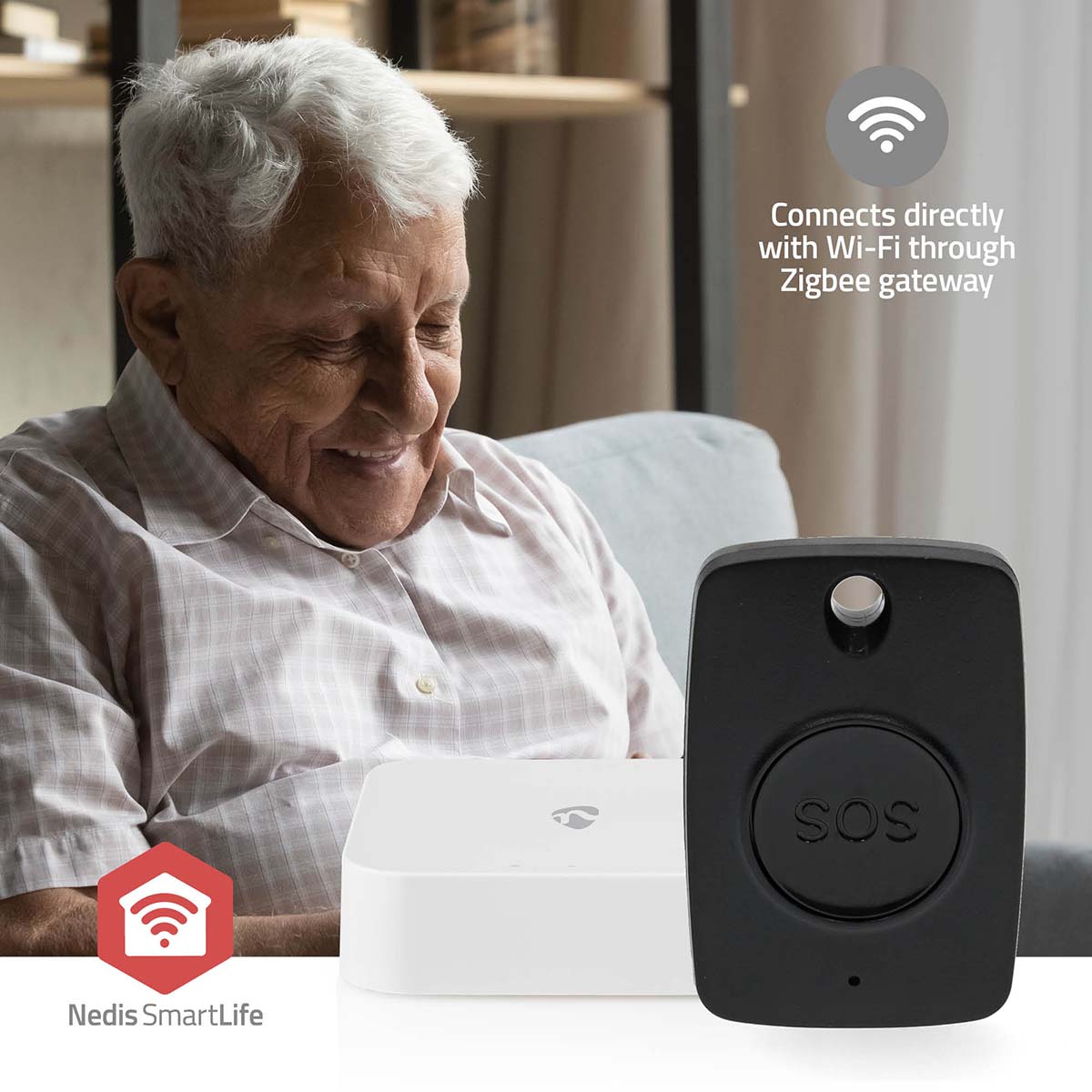 Smart-Panik-Knopf | Zigbee 3.0 | Batterietyp – Energie: CR2450 | Schwarz