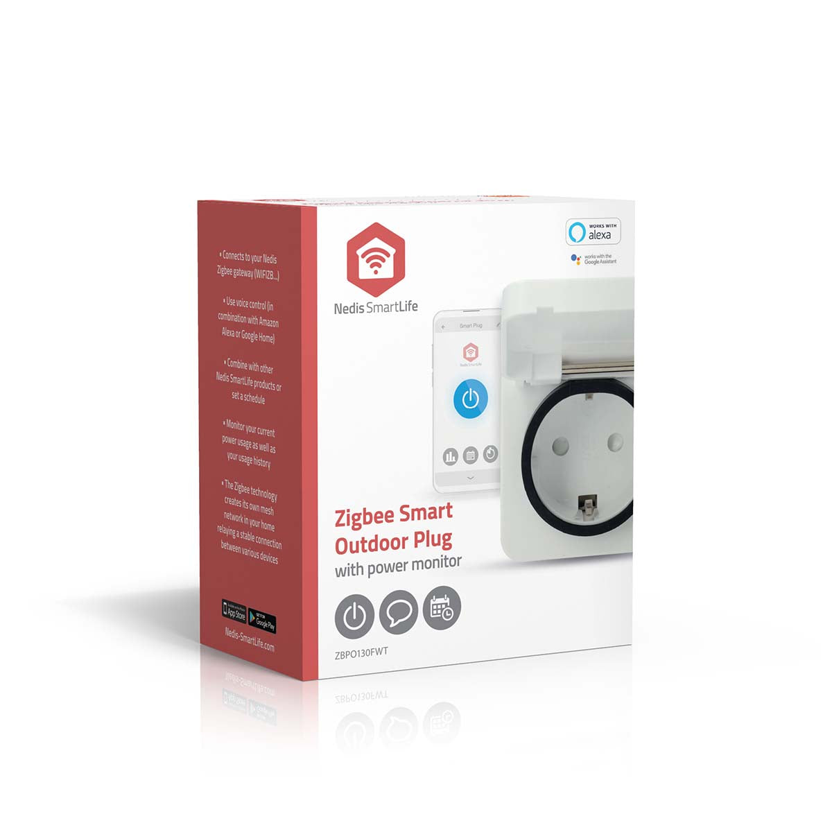 SmartLife Smart Stecker | Zigbee 3.0 | IP44 | Leistungsmesser | 3680 W | Type F (CEE 7/7) | -25 - 55 °C | Android™ / IOS | Weiss | 1 Stück