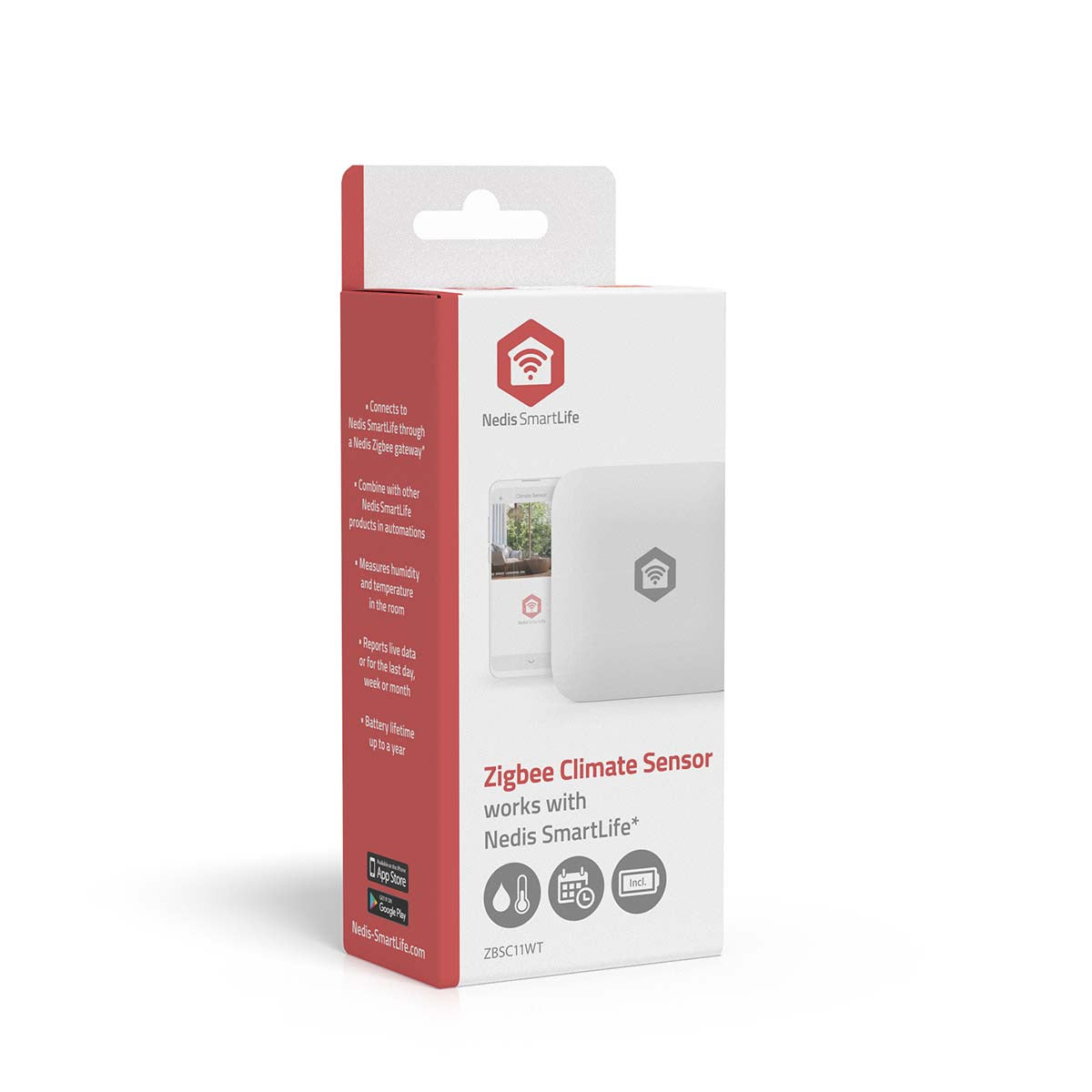 SmartLife-Klimasensor | Zigbee 3.0 | Batteriebetrieben | Android™ / IOS | Weiss