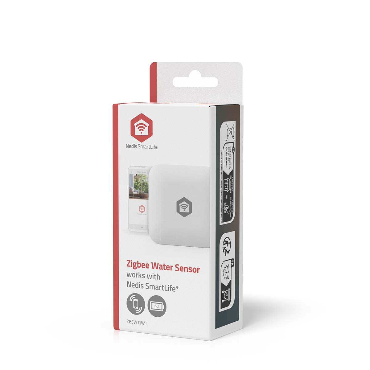 SmartLife Wassermelder | Zigbee 3.0 | Batteriebetrieben | Max. Batterie-Lebensdauer: 12 Monate | Weiss